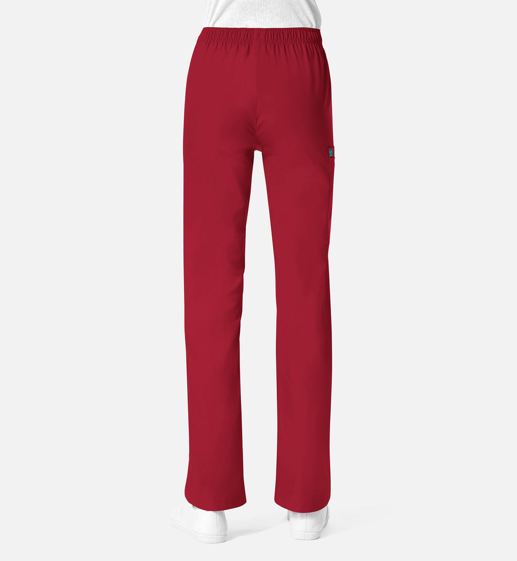 Core 9016 Women's Full Elastic Waistband Cargo Pants Red