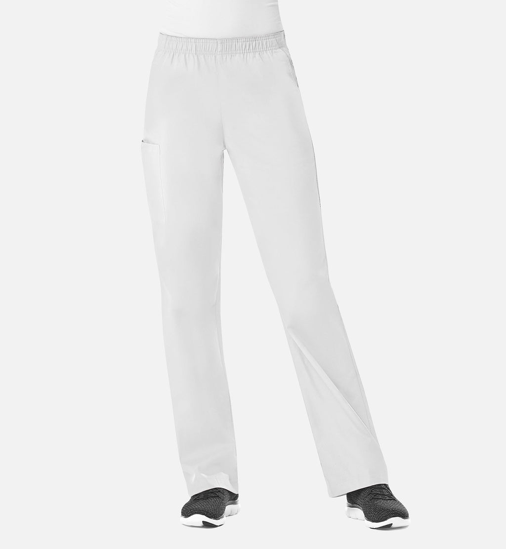 Core 9016 Women's Full Elastic Waistband Cargo Pants White