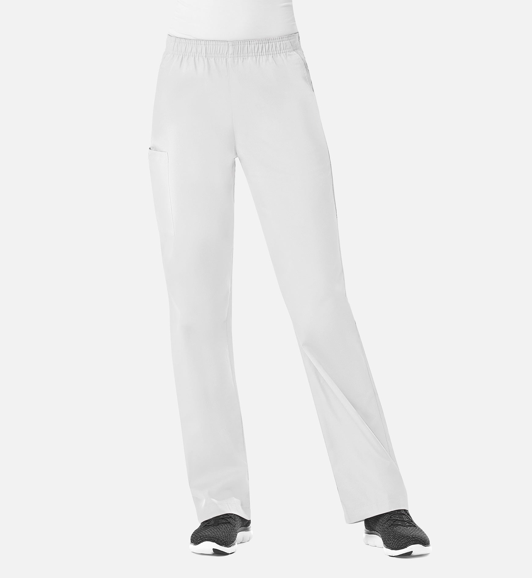 Core 9016 Women's Full Elastic Waistband Cargo Pants White