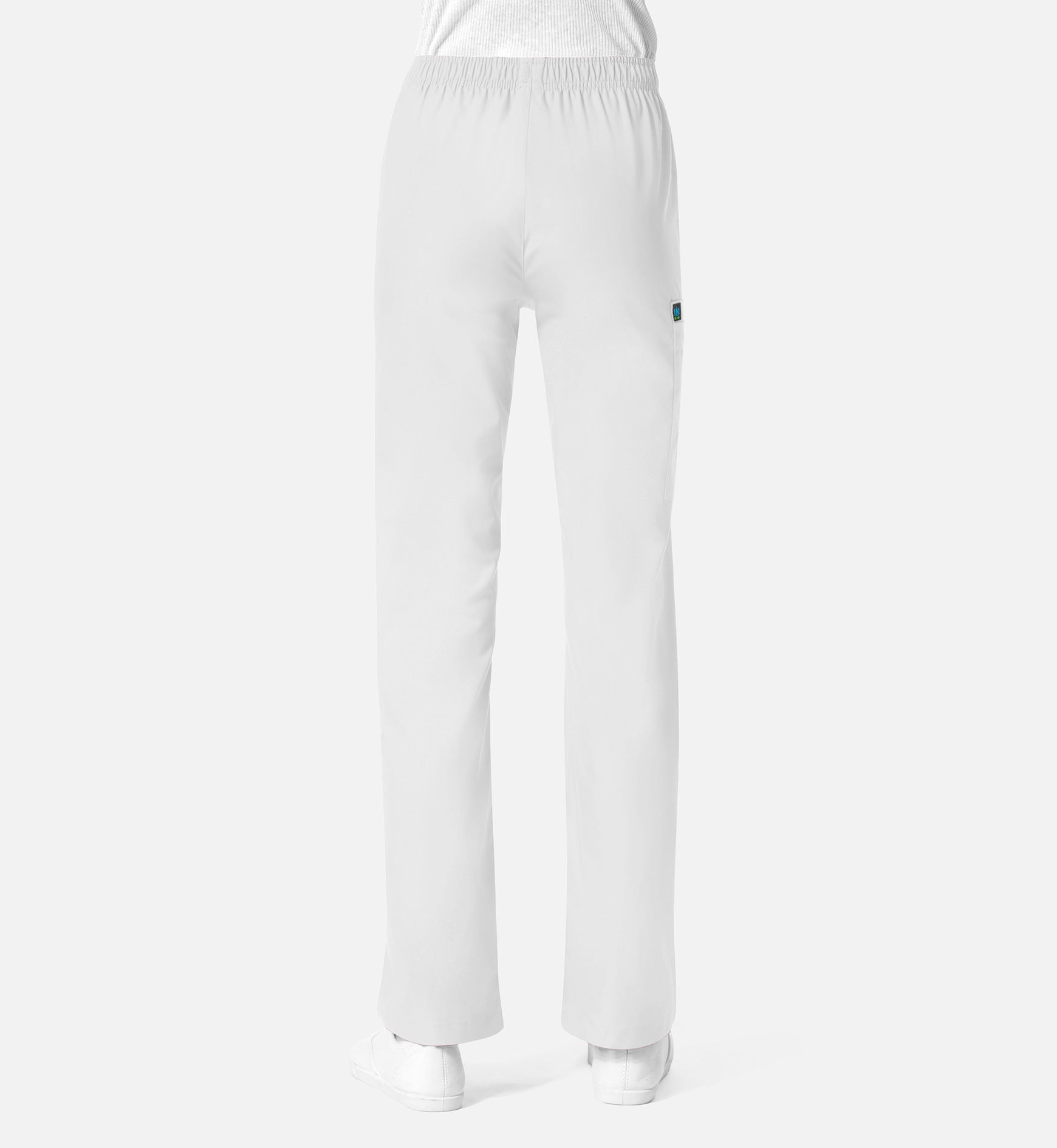 Core 9016 Women's Full Elastic Waistband Cargo Pants White