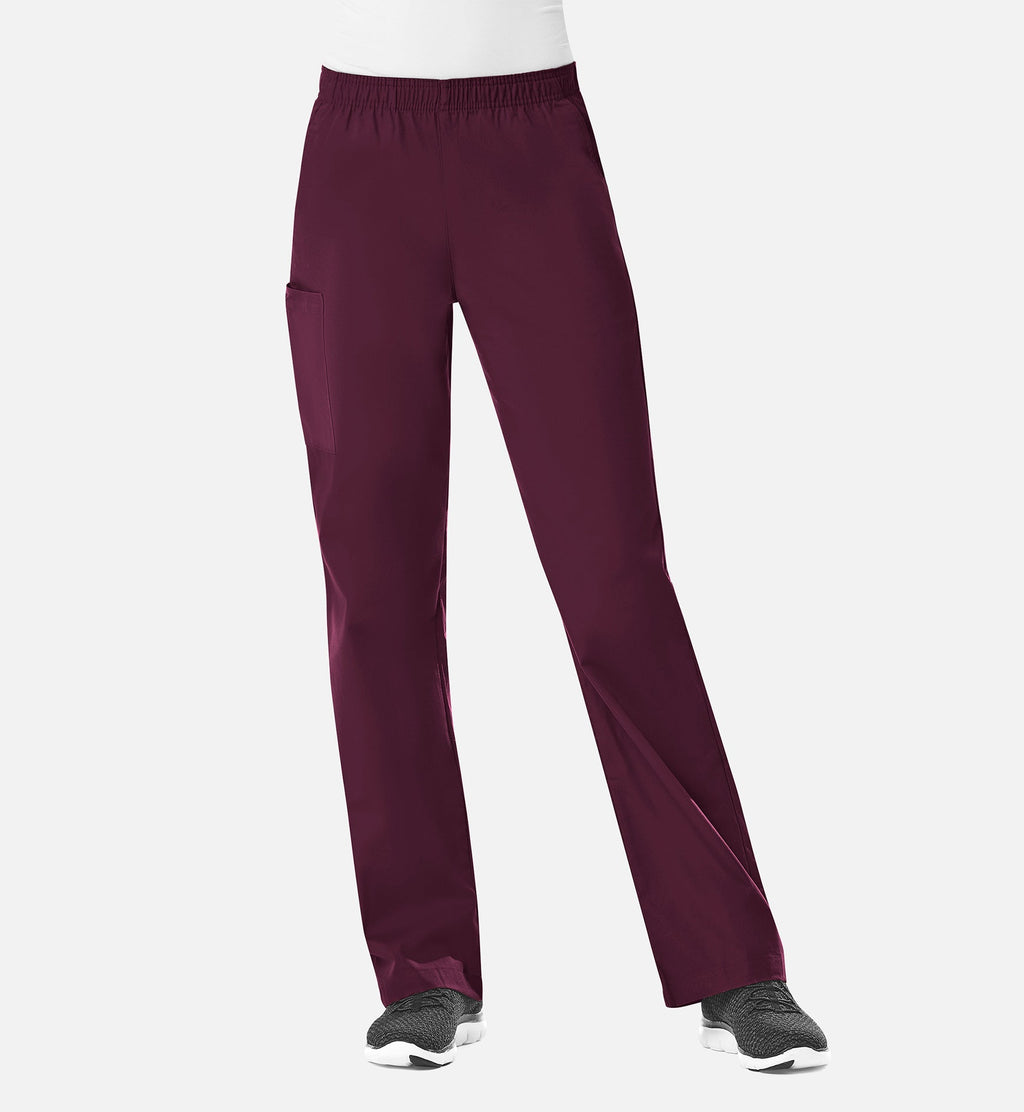 Core 9016 Women's Full Elastic Waistband Cargo Pants Wine