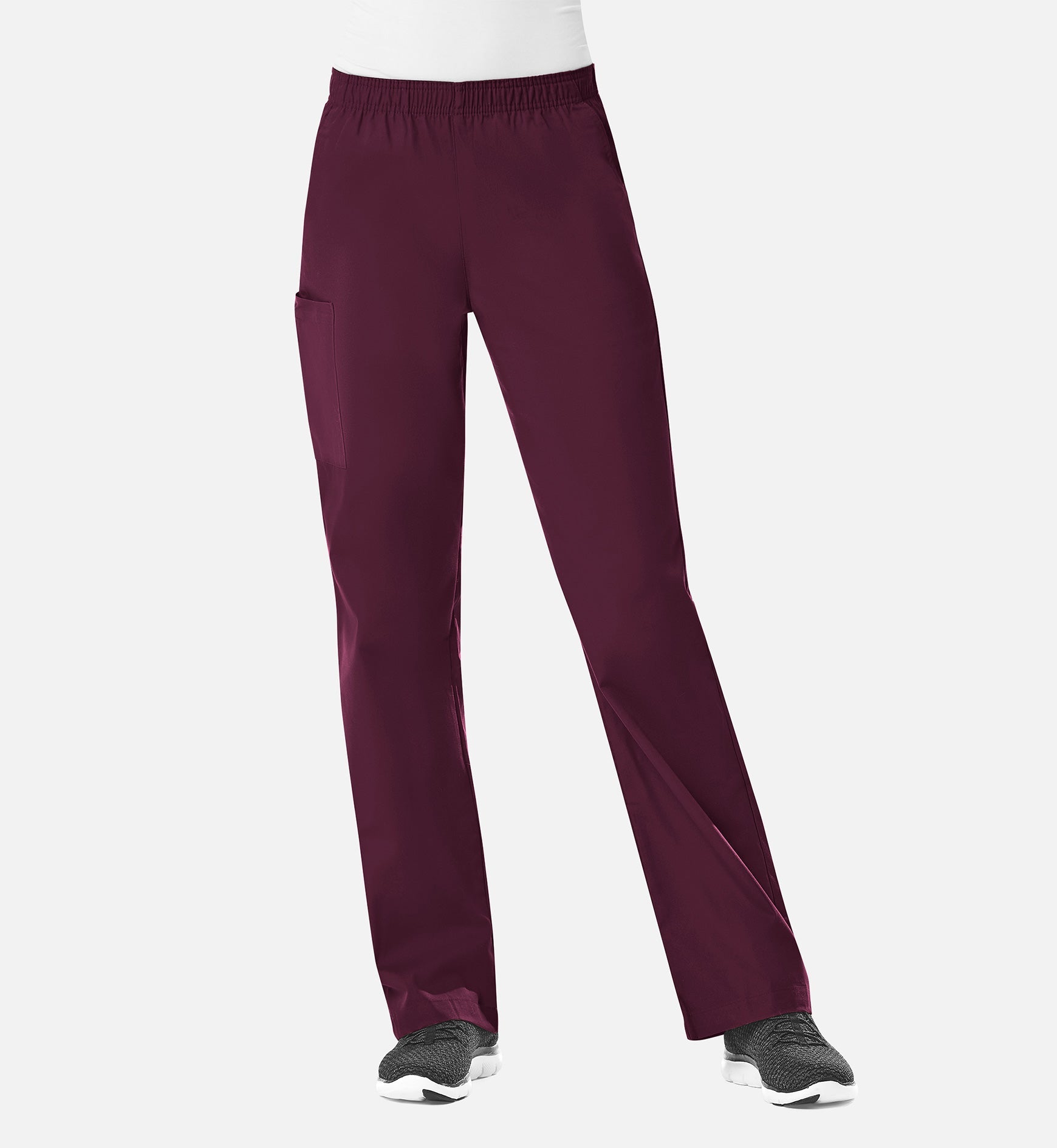 Core 9016 Women's Full Elastic Waistband Cargo Pants Wine