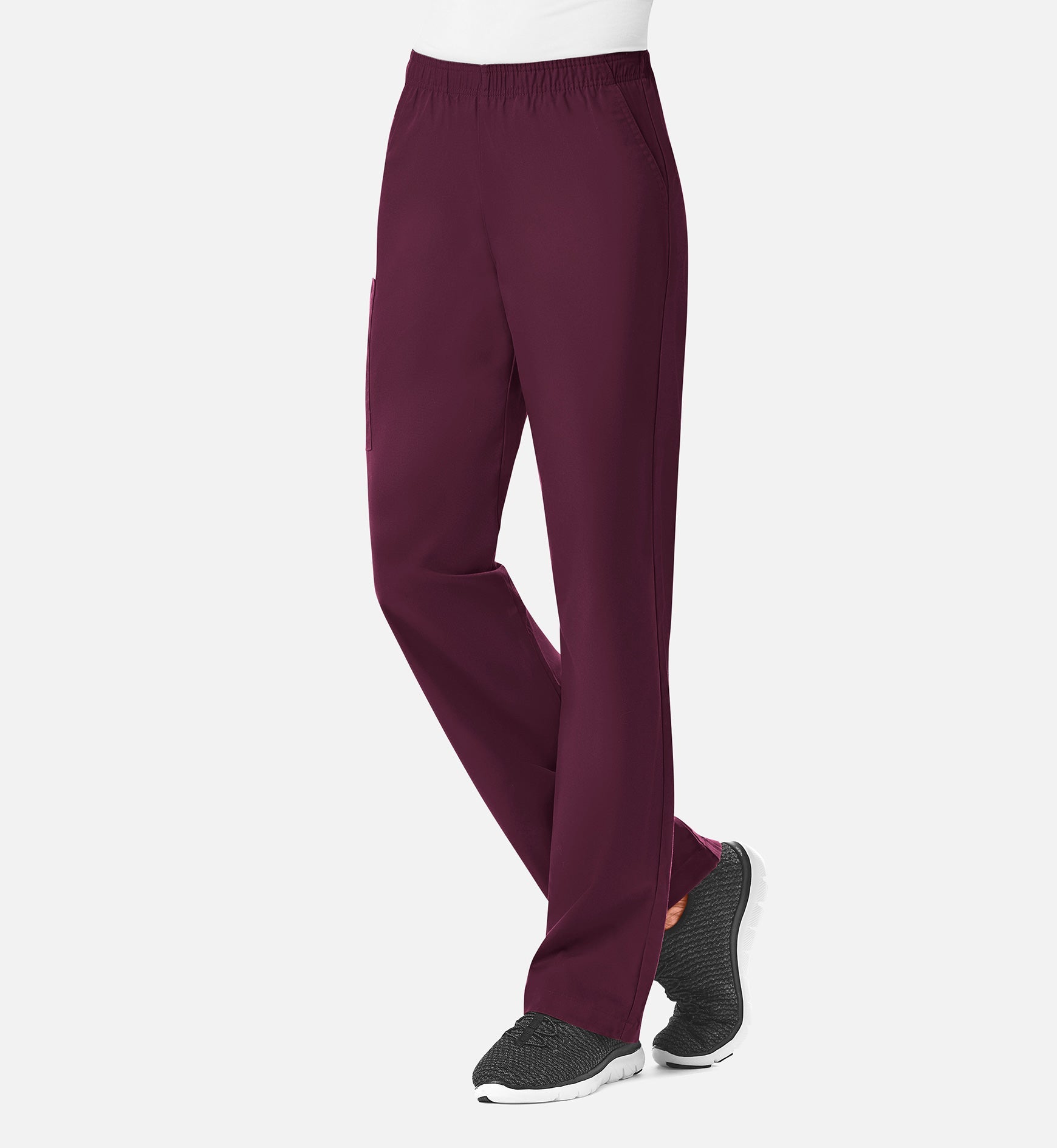 Core 9016 Women's Full Elastic Waistband Cargo Pants Wine