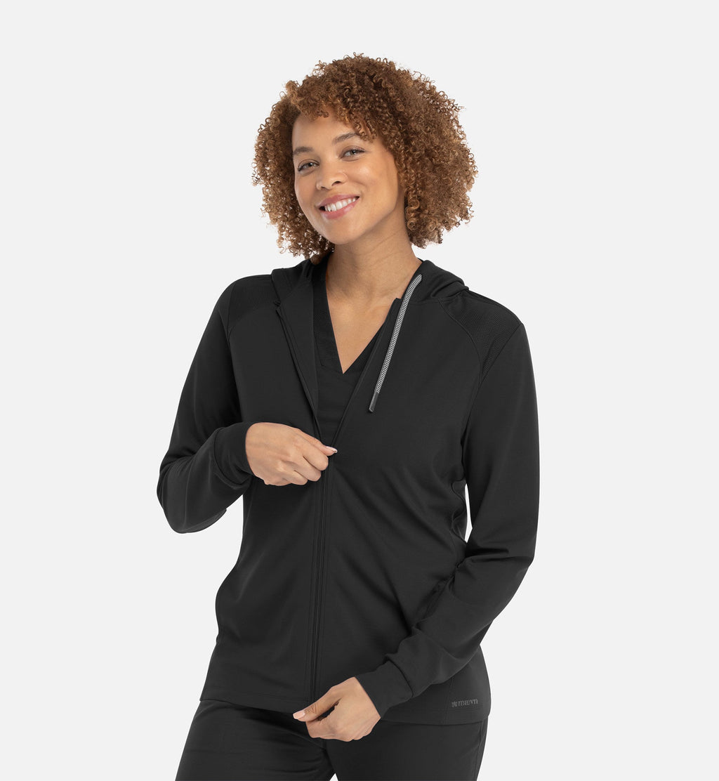 Focus 90301 Women's Hooded Zip Front Jacket Black