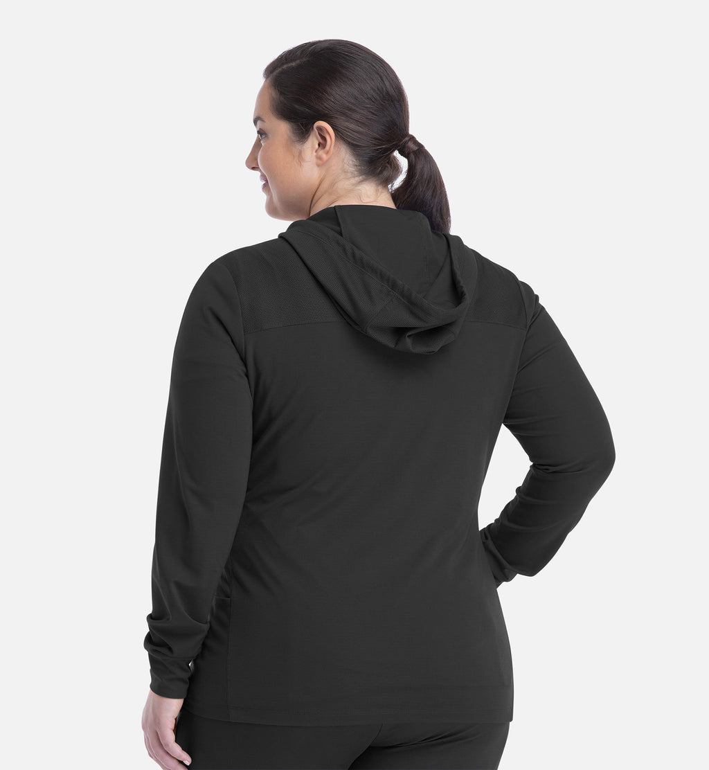 Focus 90301 Women's Hooded Zip Front Jacket Black