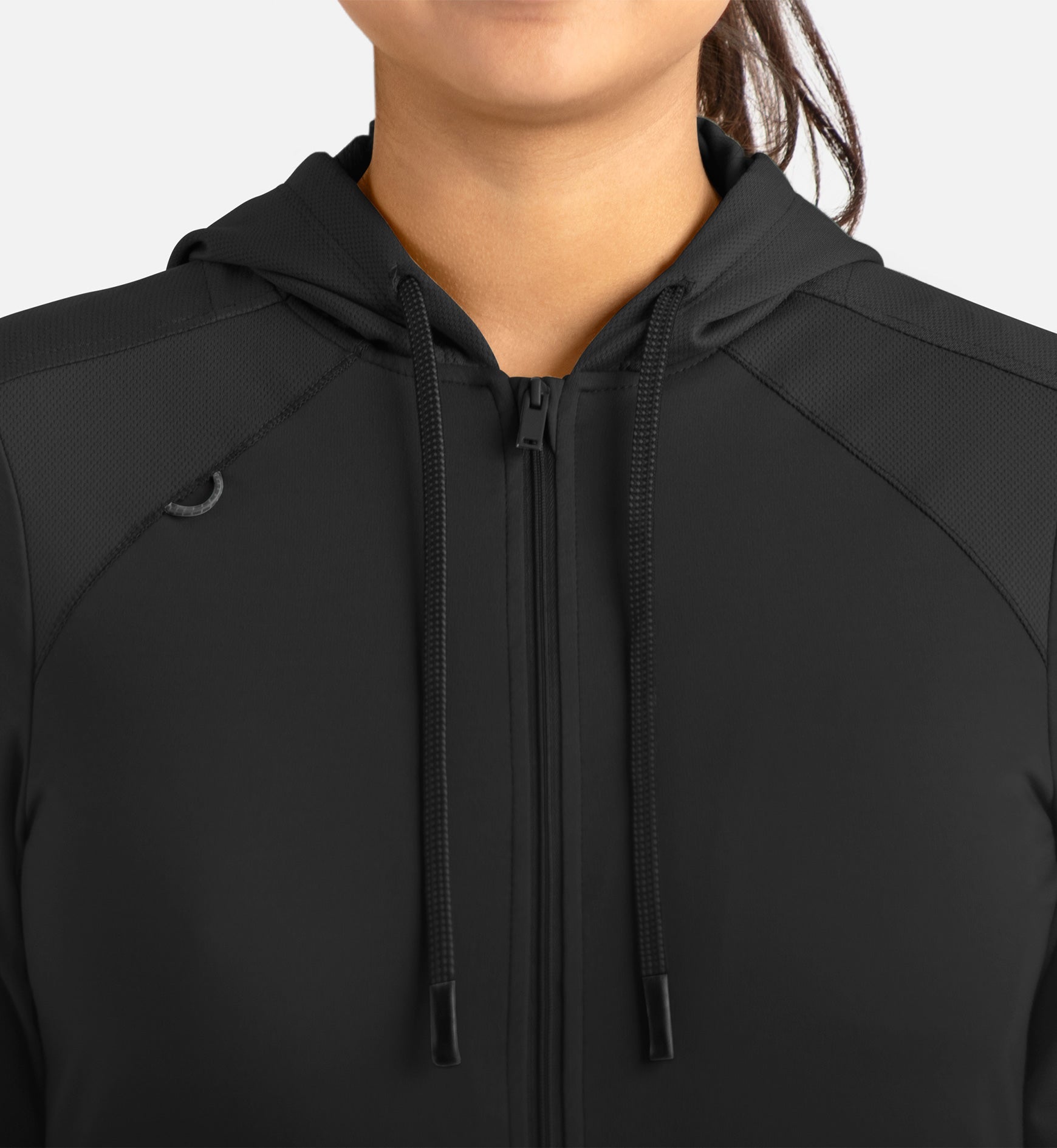 Focus 90301 Women's Hooded Zip Front Jacket Black