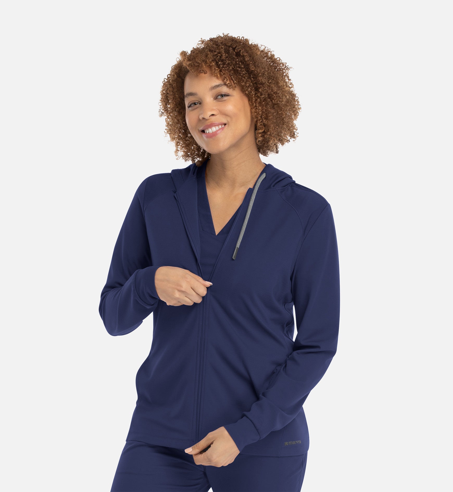Focus 90301 Women's Hooded Zip Front Jacket Navy