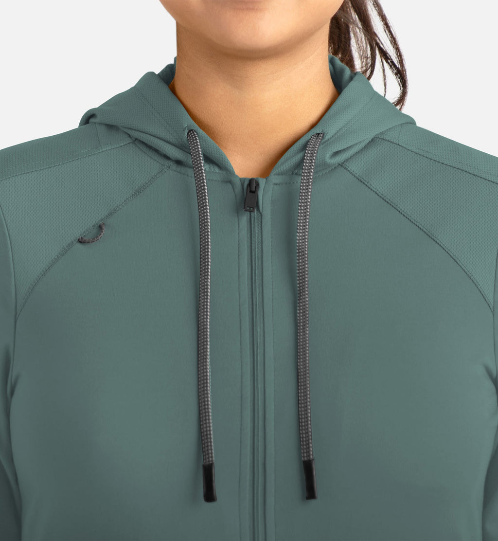 Focus 90301 Women's Hooded Zip Front Jacket Sage