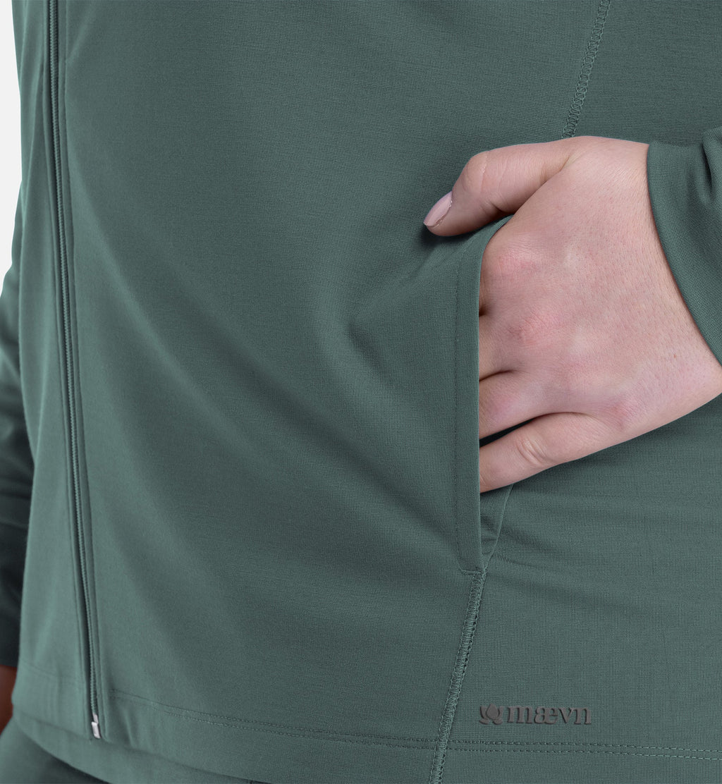 Focus 90301 Women's Hooded Zip Front Jacket Sage