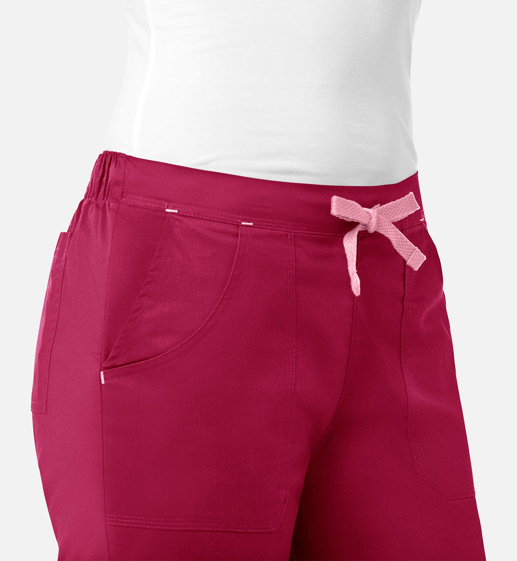 Blossom 9102 Multi-Pocket Flare Pants Crimson