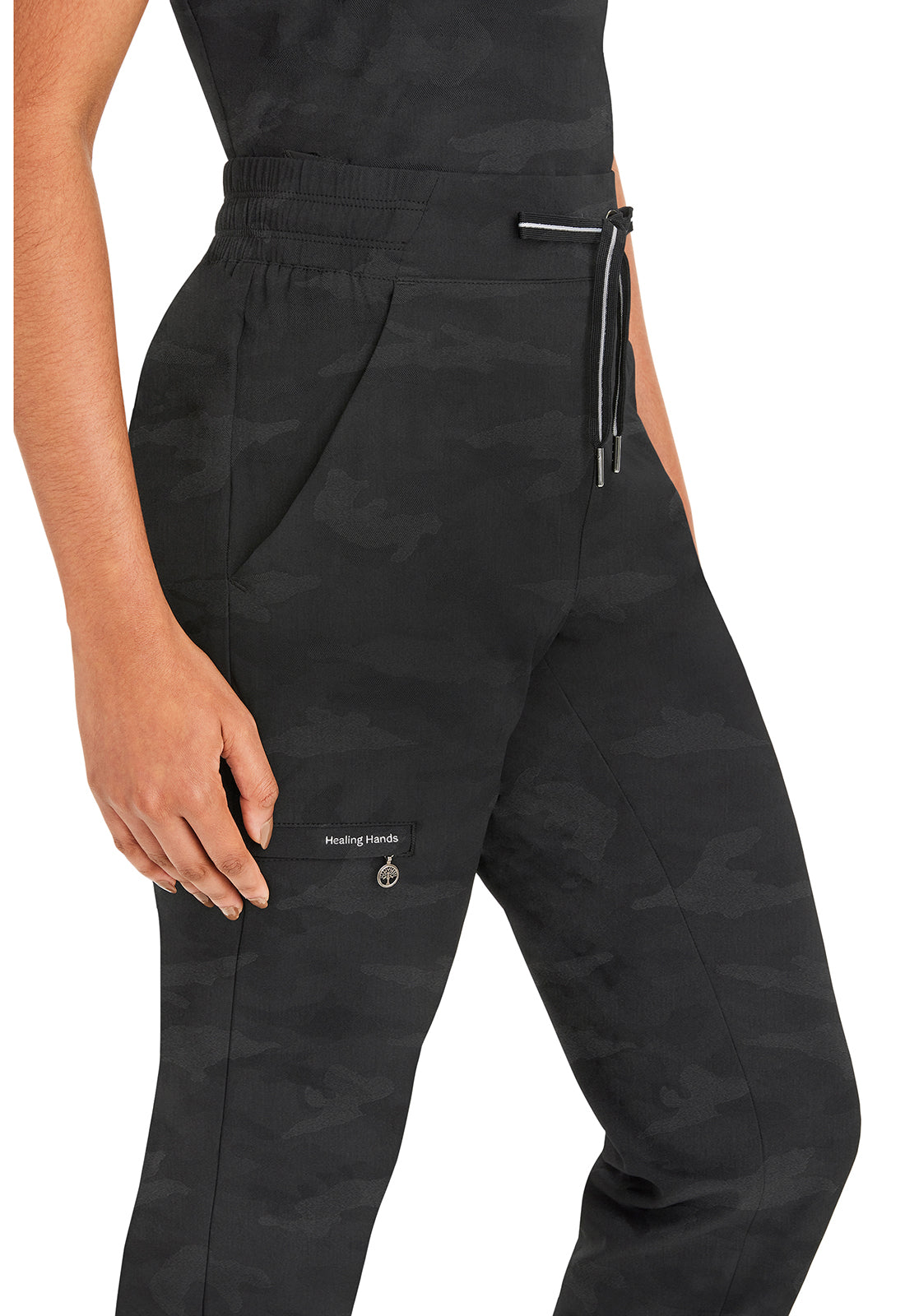 Purple Label 9350 Women's Tate Scrub Joggers Camo Scrub Pants Black