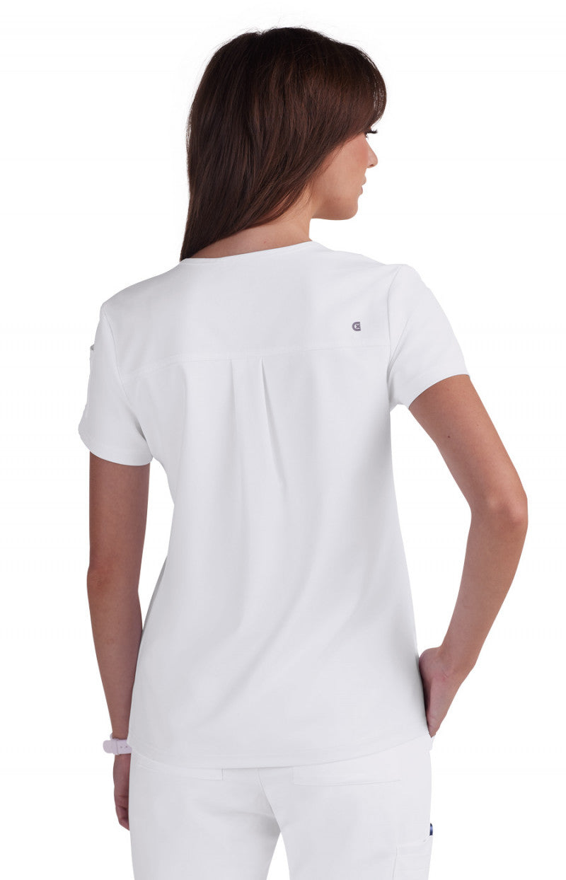 Cureology C101 Cardi Two Pocket Top White