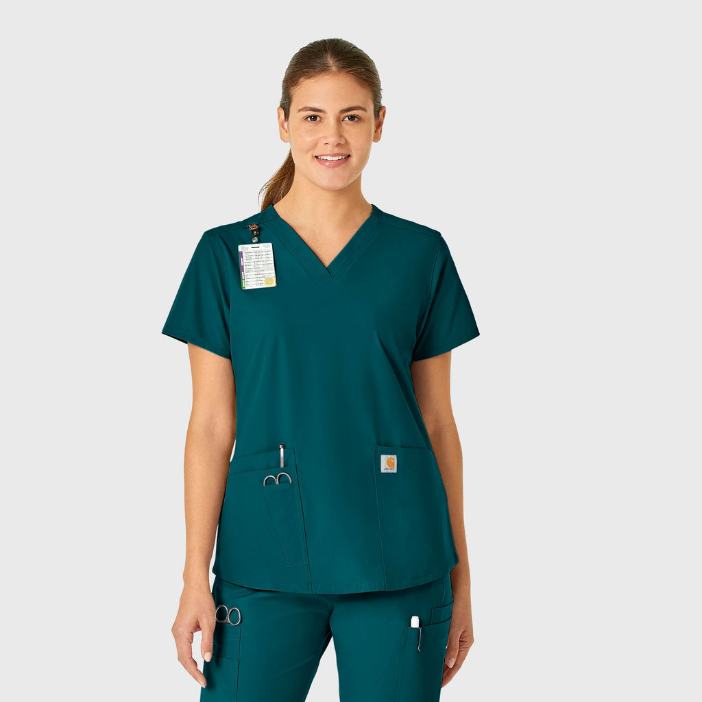 Force Essentials C12113 V-Neck Scrub Top Caribbean Blue