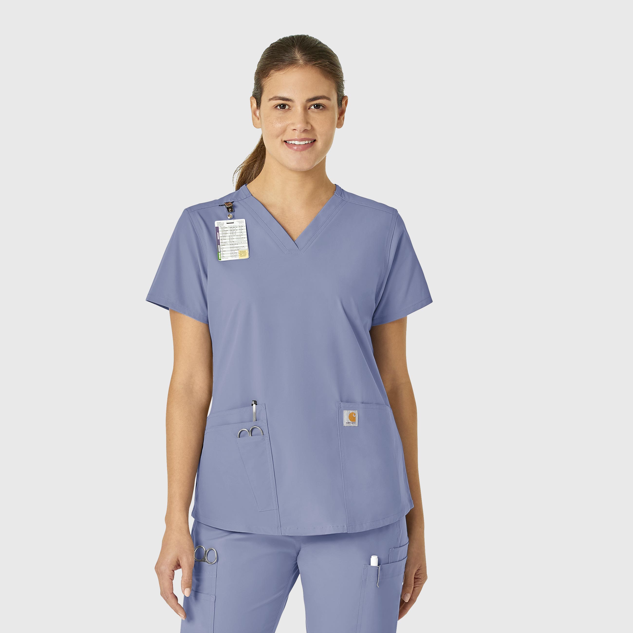 Force Essentials C12113 V-Neck Scrub Top Ceil Blue
