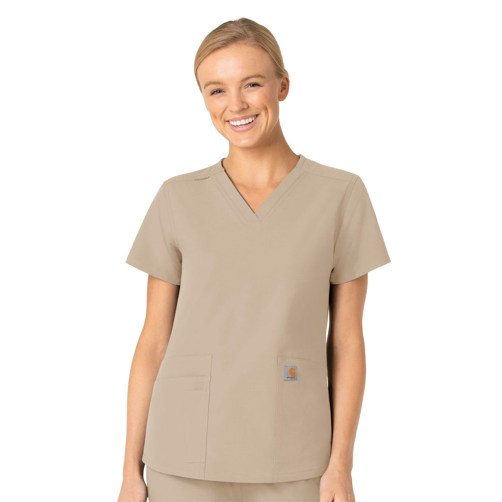 Force Essentials C12113 V-Neck Scrub Top Khaki