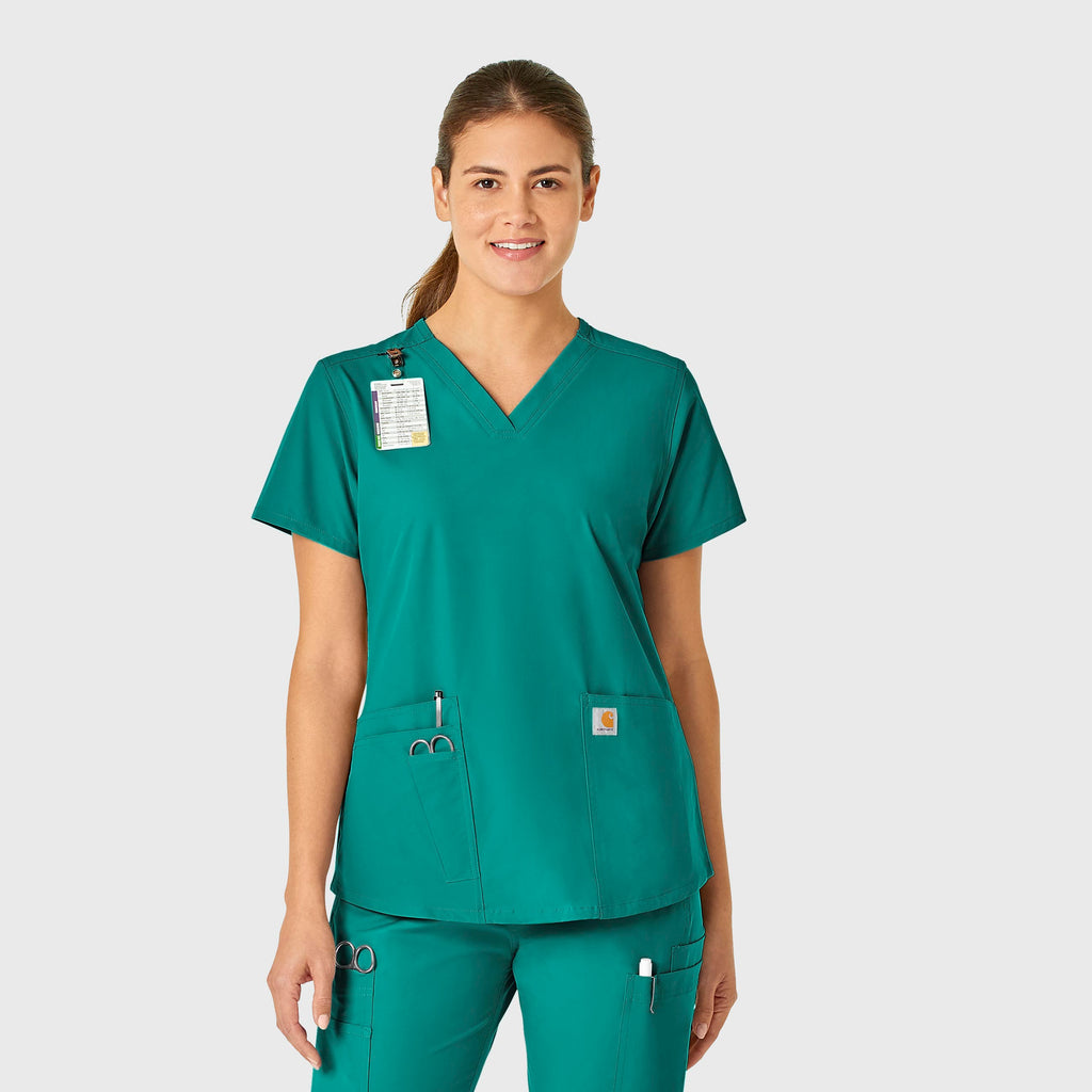 Force Essentials C12113 V-Neck Scrub Top Teal Blue