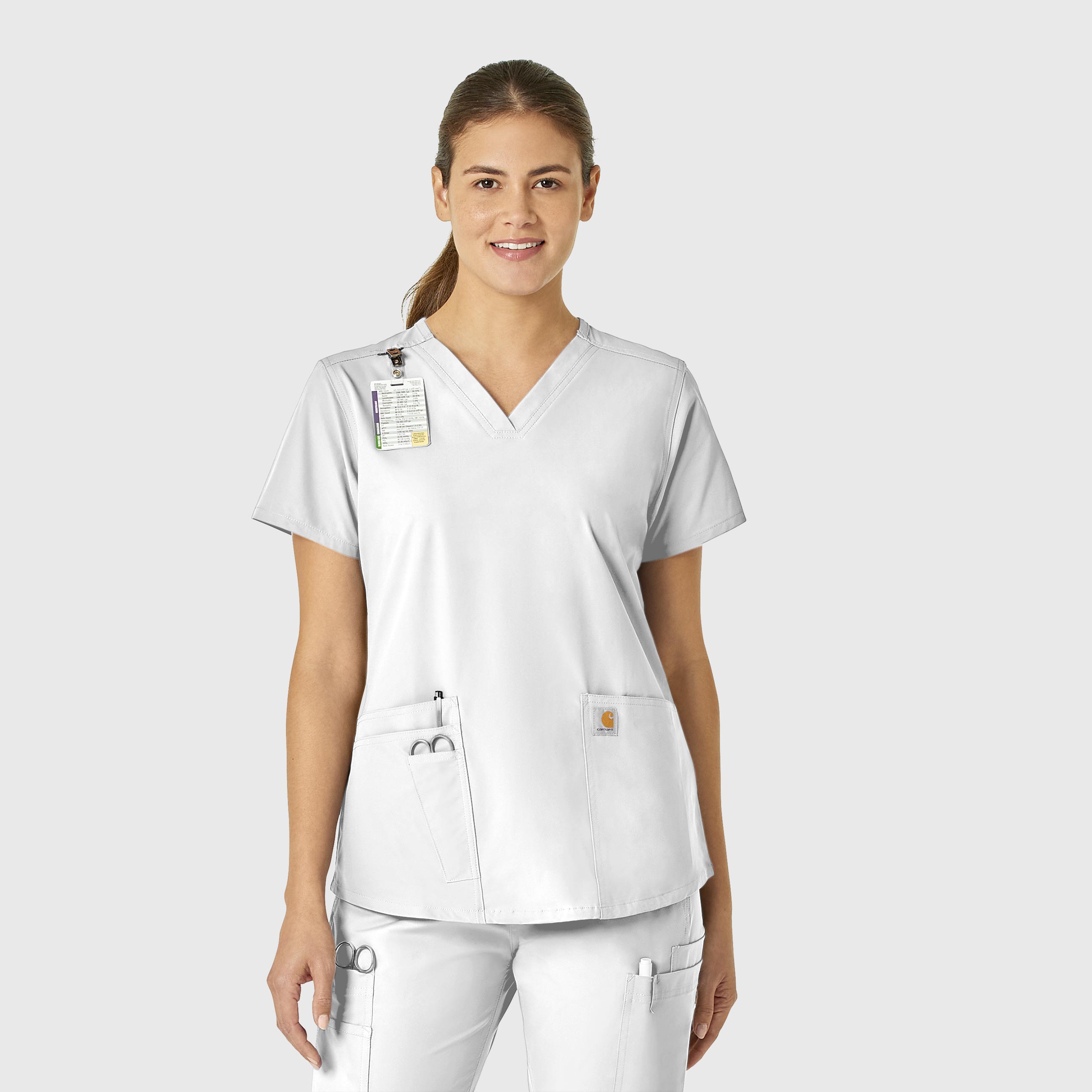 Force Essentials C12113 V-Neck Scrub Top White