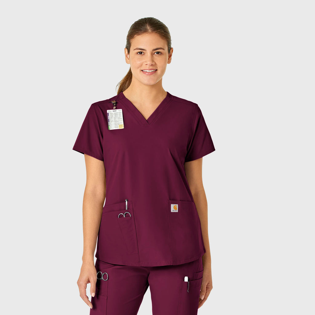 Force Essentials C12113 V-Neck Scrub Top Wine