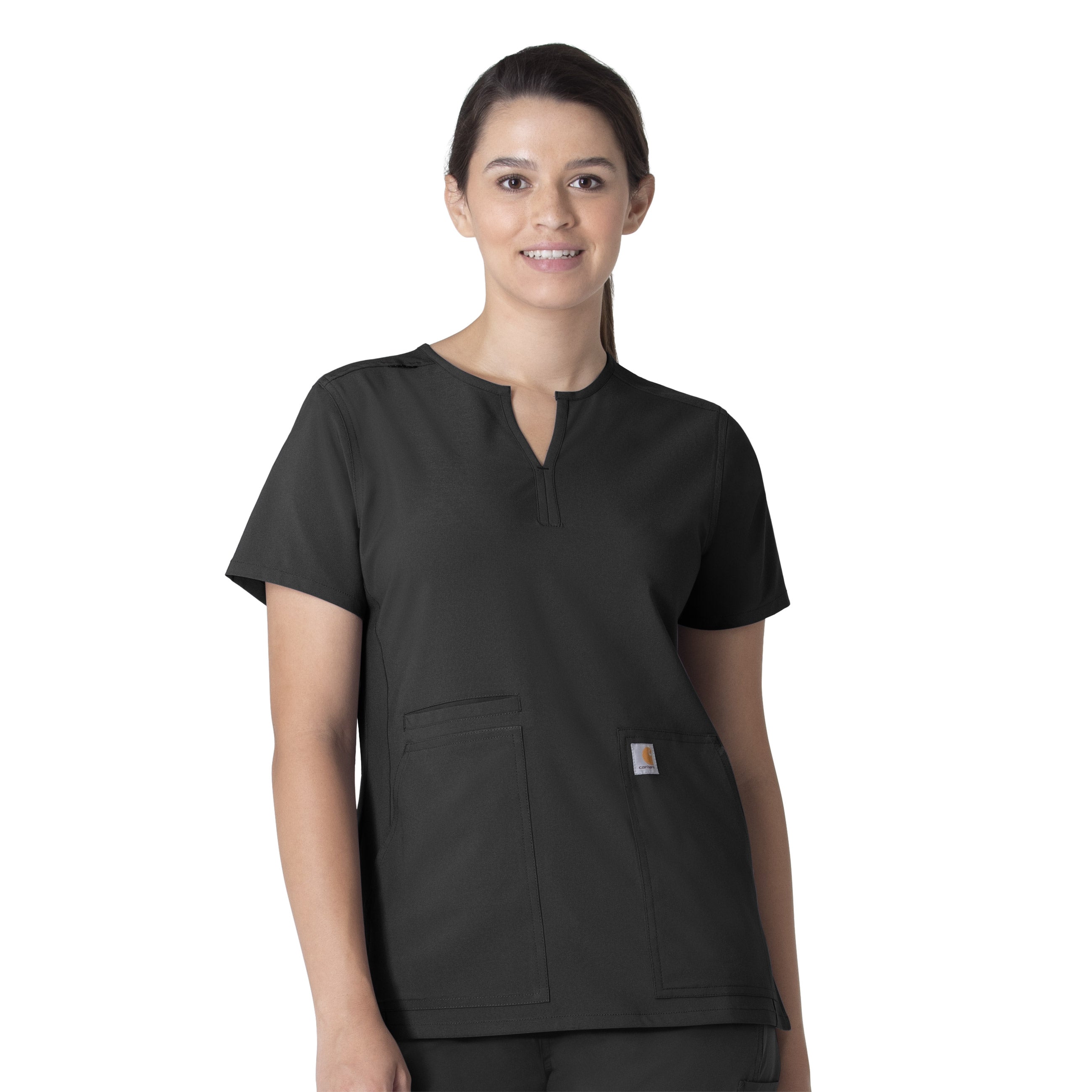 Force Essentials C12213 Notch Neck Tunic Scrub Top Black