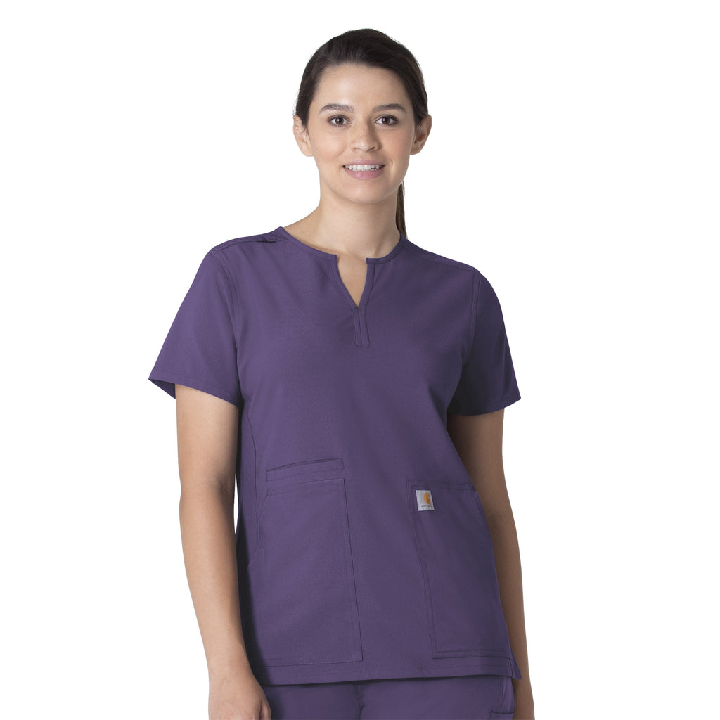 Force Essentials C12213 Notch Neck Tunic Scrub Top Grape