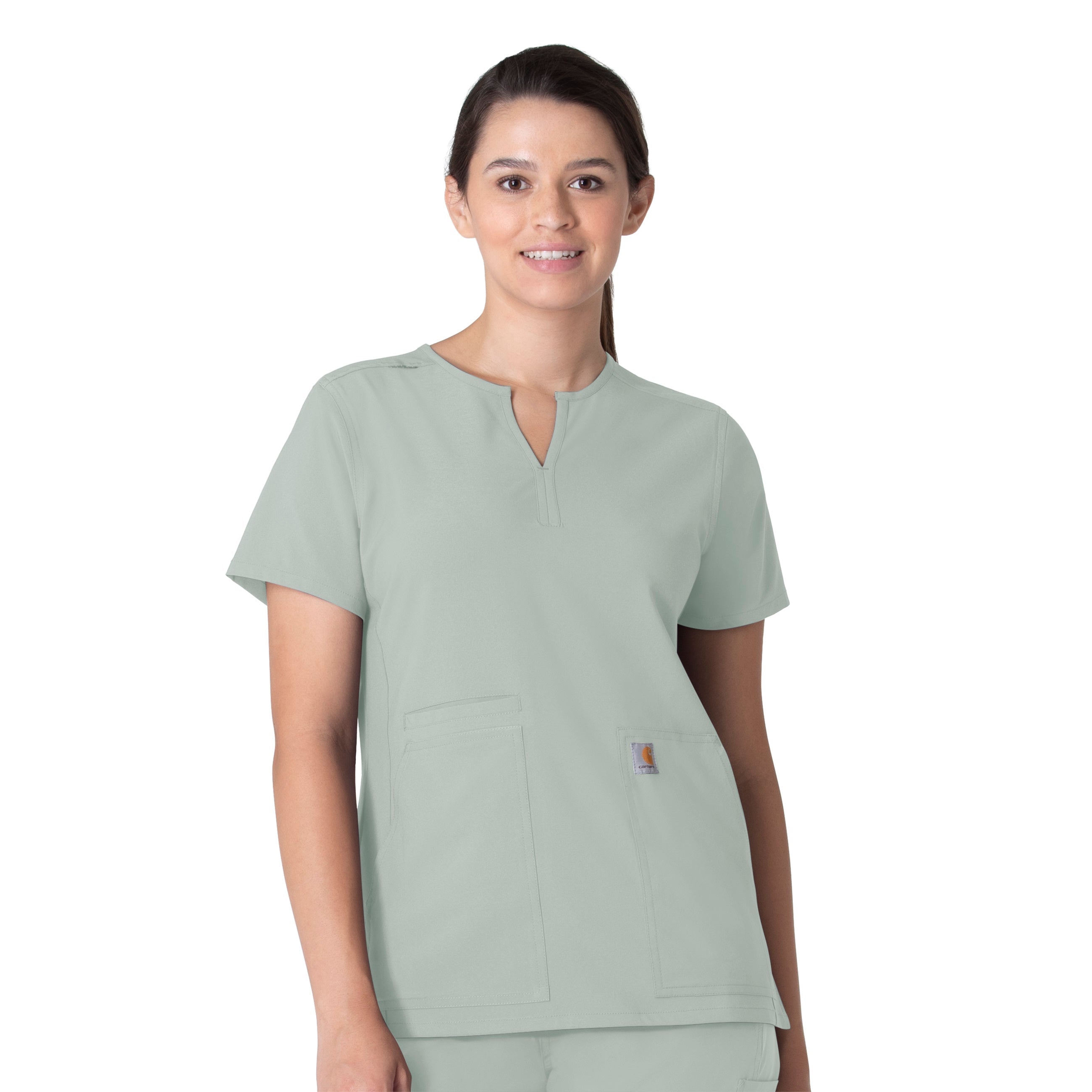Force Essentials C12213 Notch Neck Tunic Scrub Top Grey