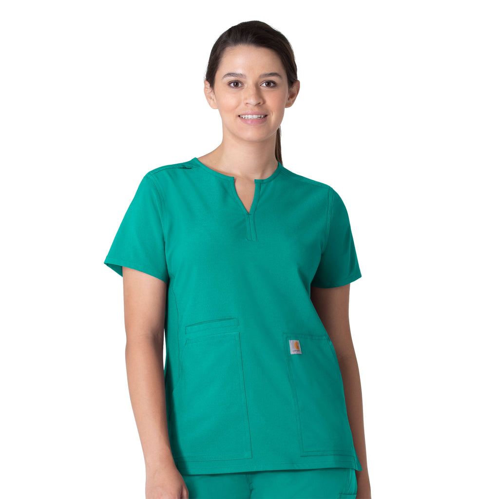Force Essentials C12213 Notch Neck Tunic Scrub Top Teal Blue
