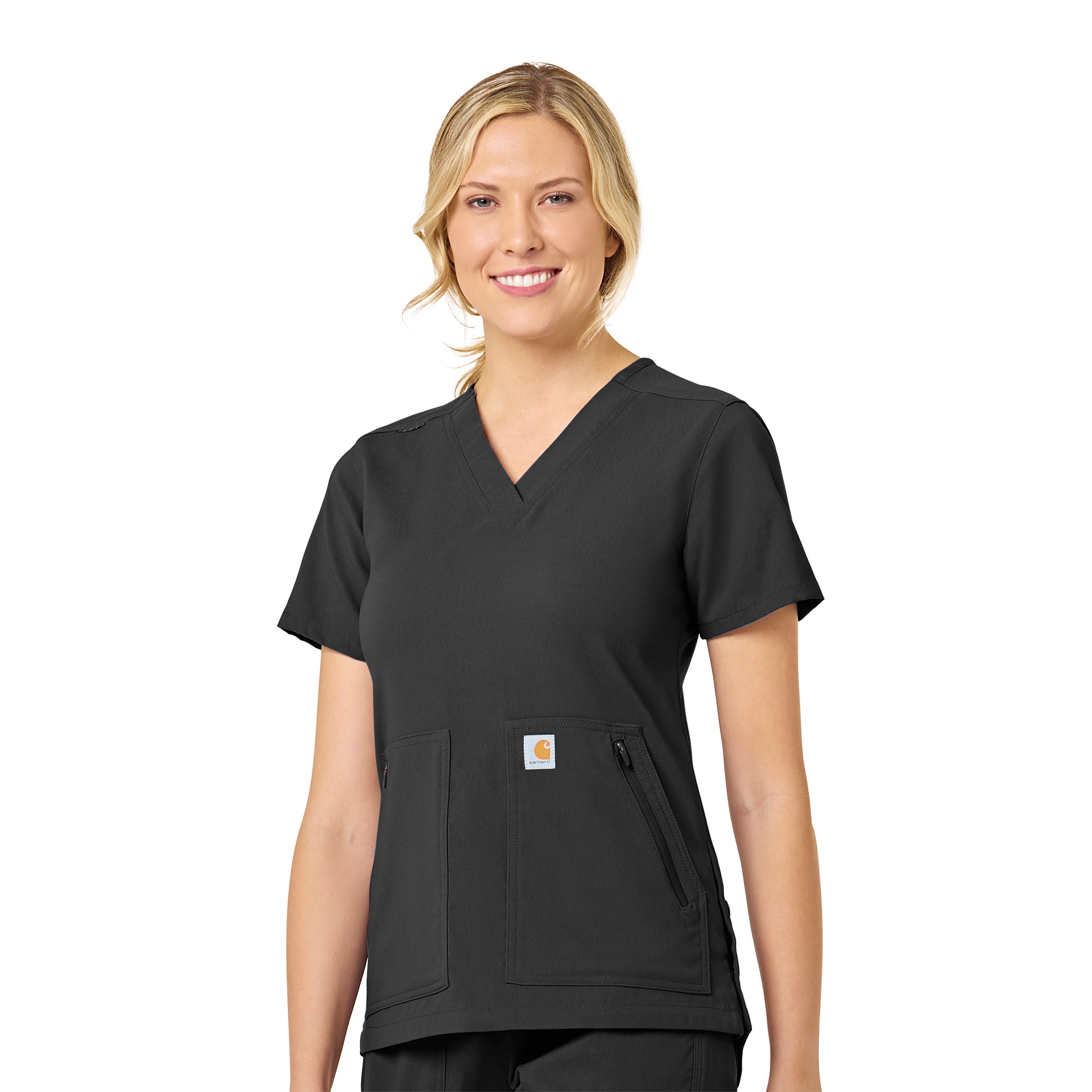 Rugged Flex Peak C12237 4-Pocket V-Neck Scrub Top Black