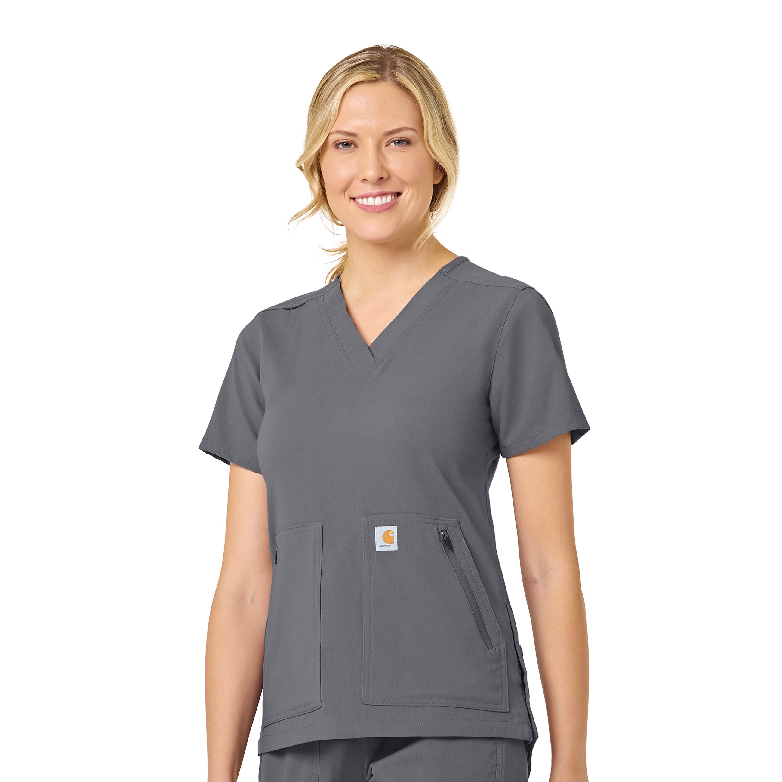 Rugged Flex Peak C12237 4-Pocket V-Neck Scrub Top Pewter
