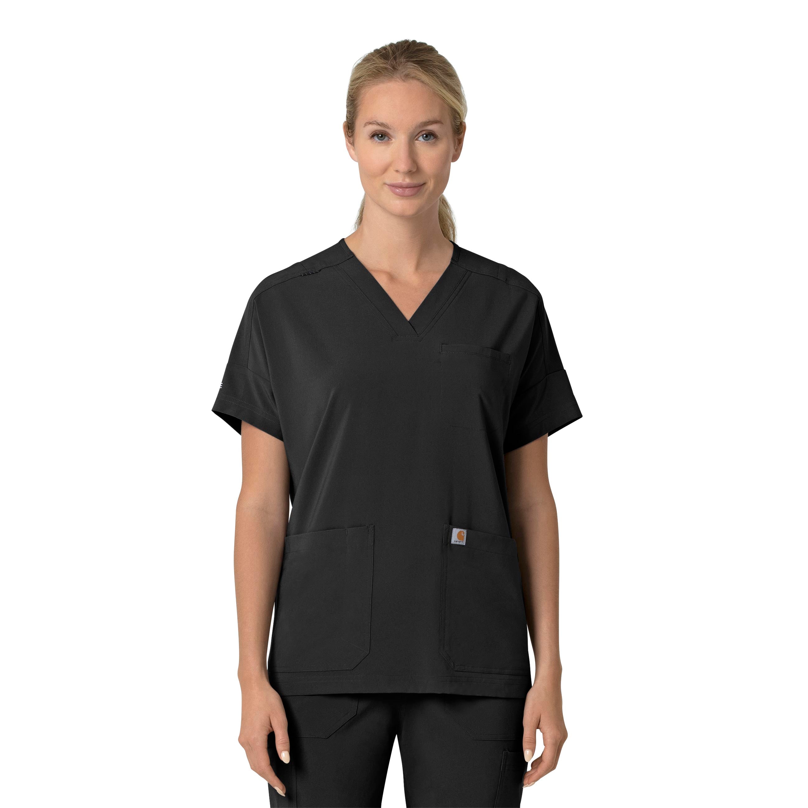 Force Cross-Flex C13110 Oversized V-Neck Scrub Top Black