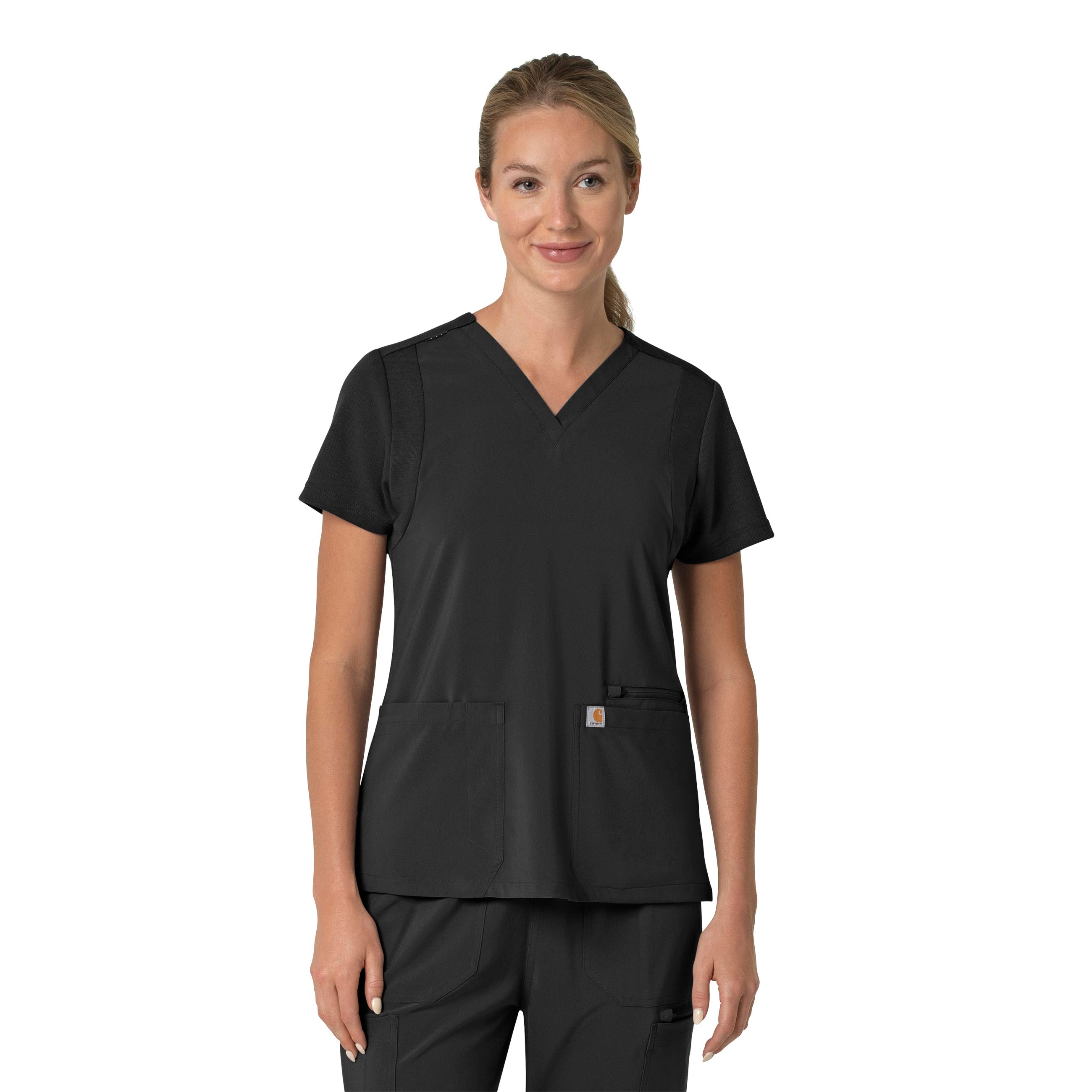Force Cross-Flex C13210 Flex Panel V-Neck Scrub Top Black