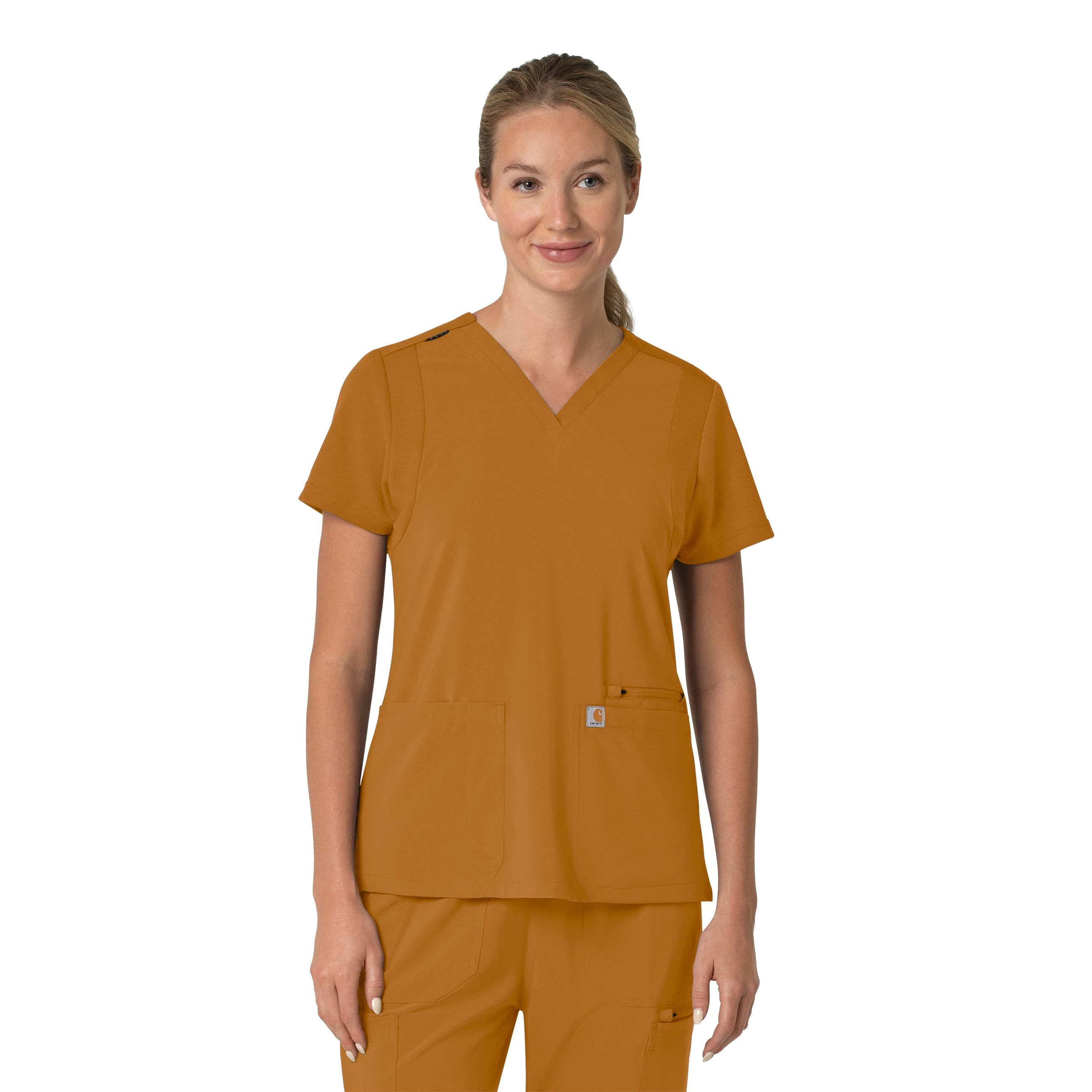 Force Cross-Flex C13210 Flex Panel V-Neck Scrub Top Fox Brown