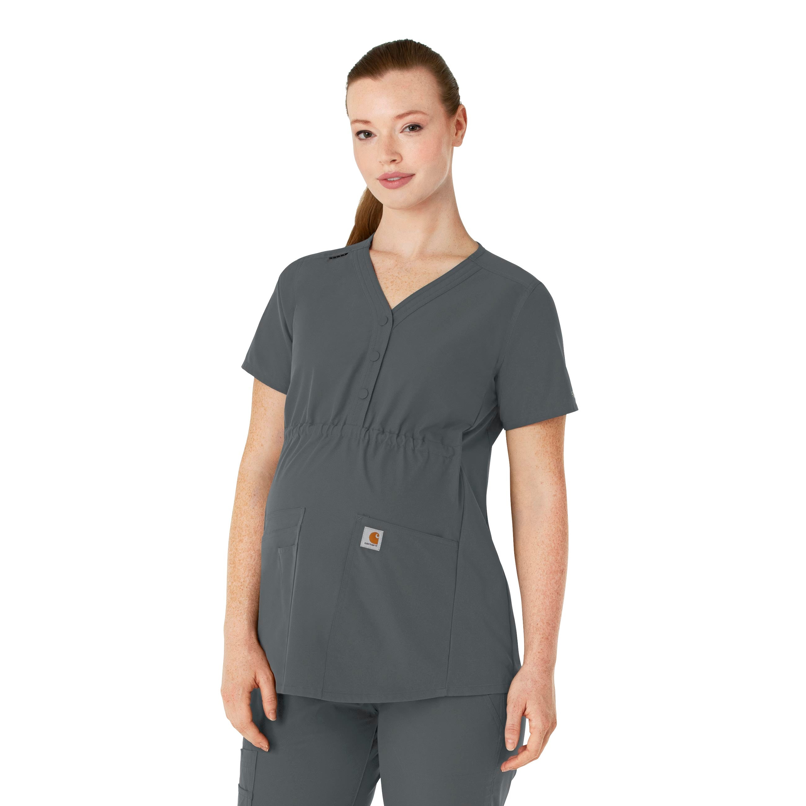 Force Essentials C14113 Henley Maternity Scrub Top Pewter