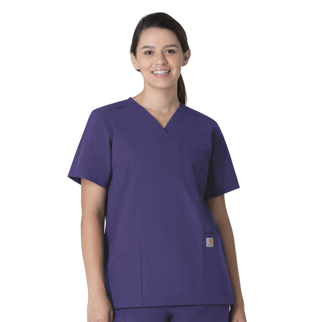 Force Essentials C15013 Unisex V-Neck 6-Pocket Scrub Top Grape