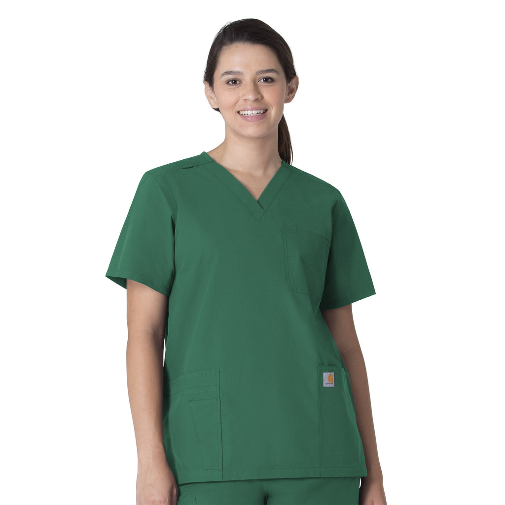 Force Essentials C15013 Unisex V-Neck 6-Pocket Scrub Top Hunter