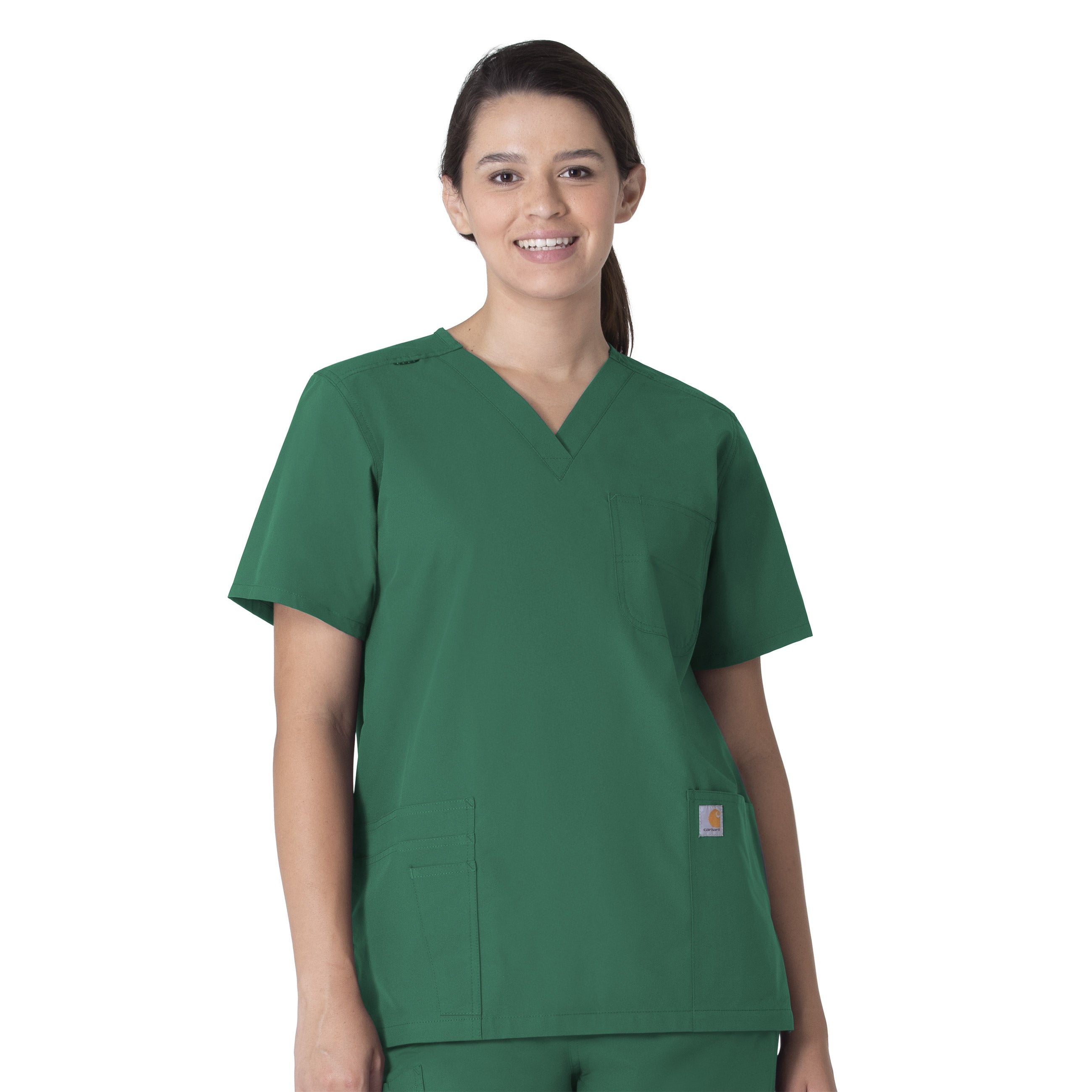 Force Essentials C15013 Unisex V-Neck 6-Pocket Scrub Top Hunter