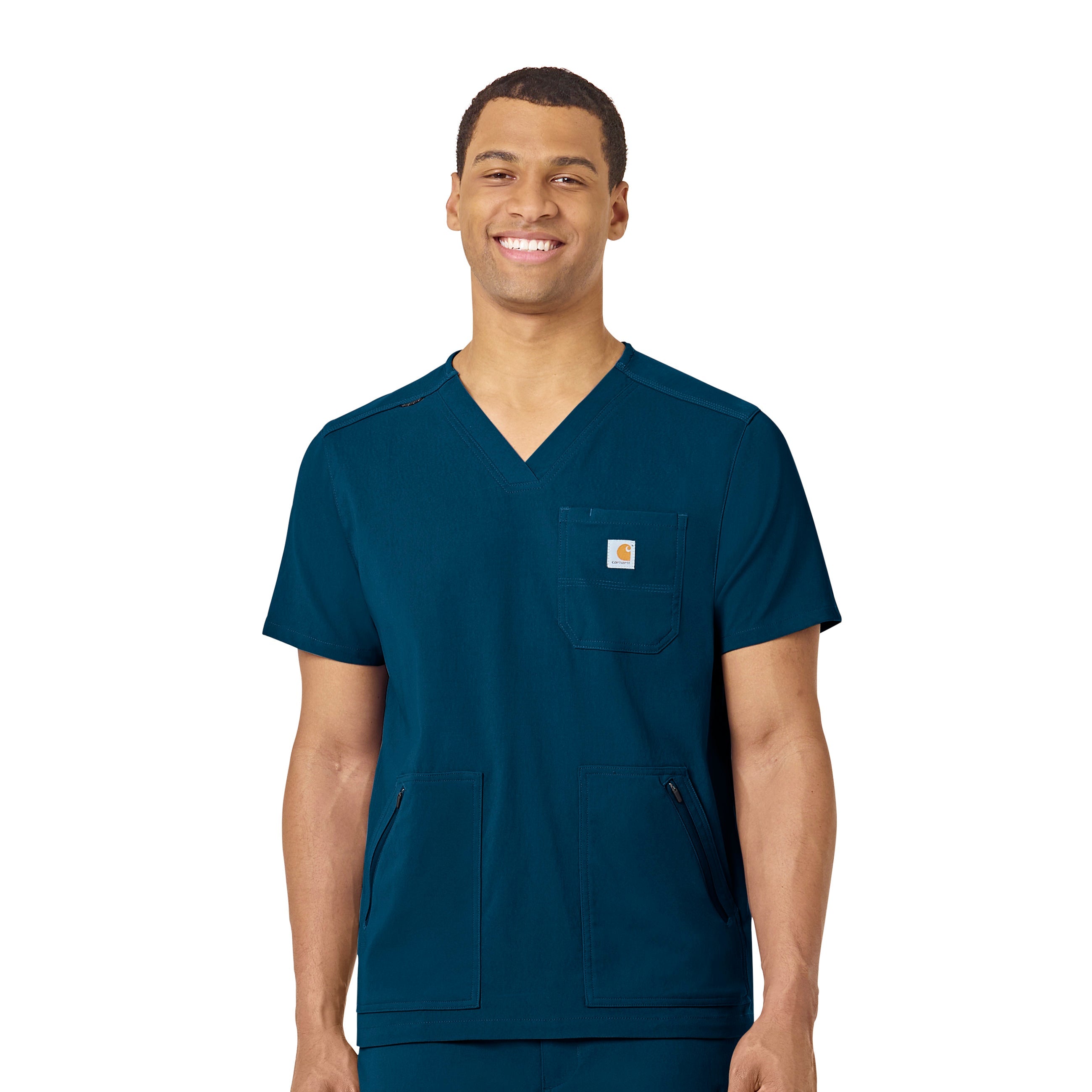 Rugged Flex Peak C15037 Men's 5-Pocket V-Neck Scrub Top Caribbean Blue