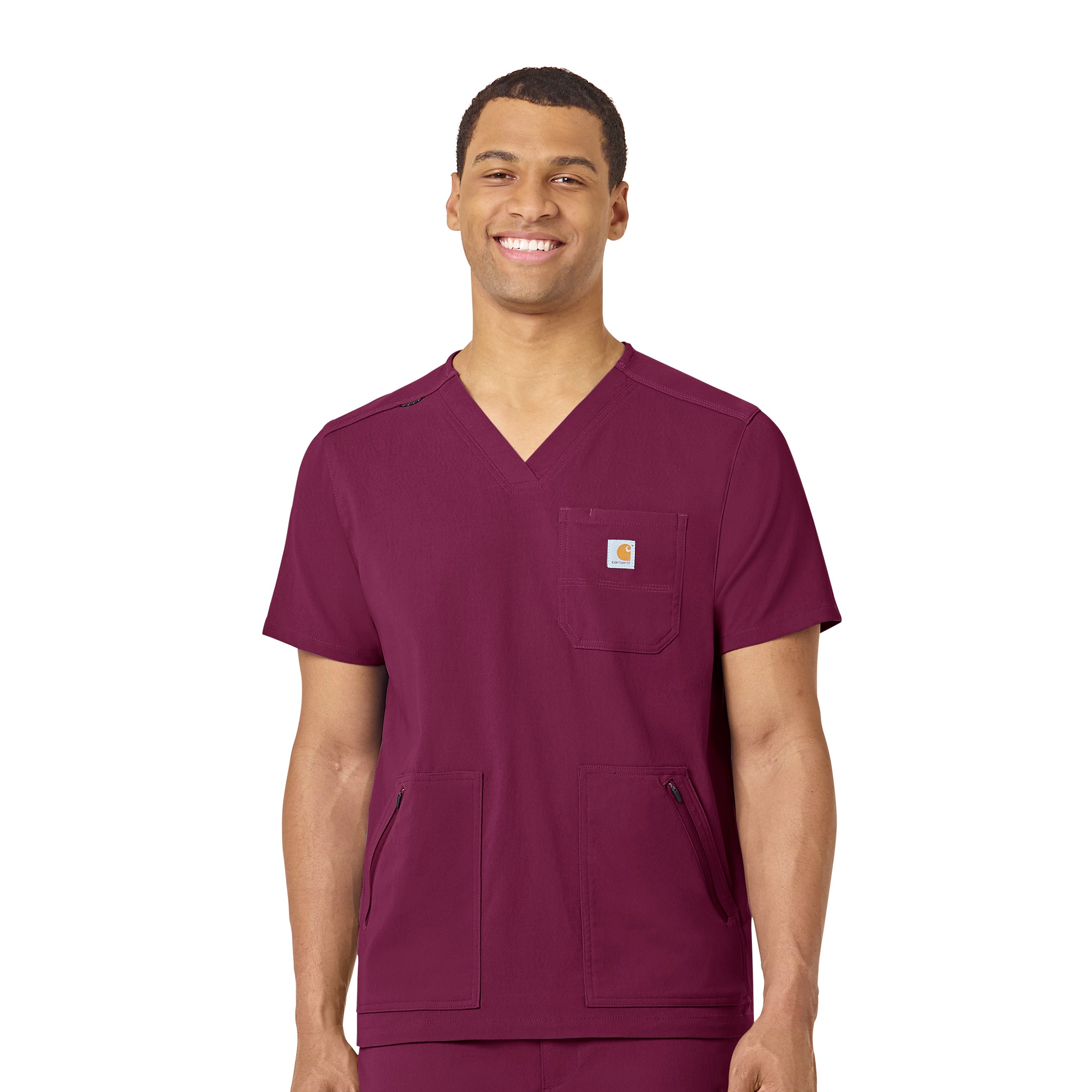Rugged Flex Peak C15037 Men's 5-Pocket V-Neck Scrub Top Wine