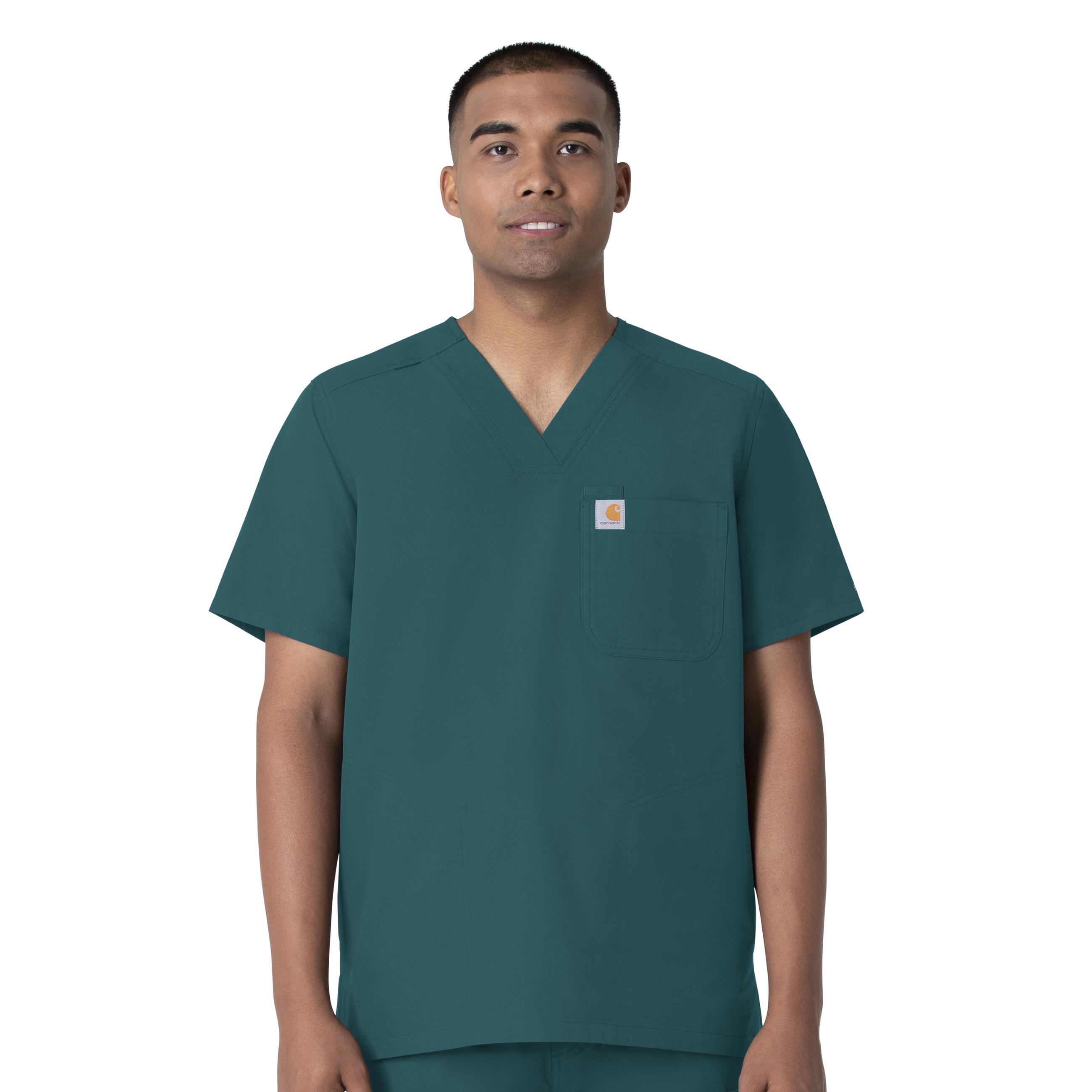 Force Essentials C16113 Men's V-Neck Shirttail Scrub Top Caribbean Blue