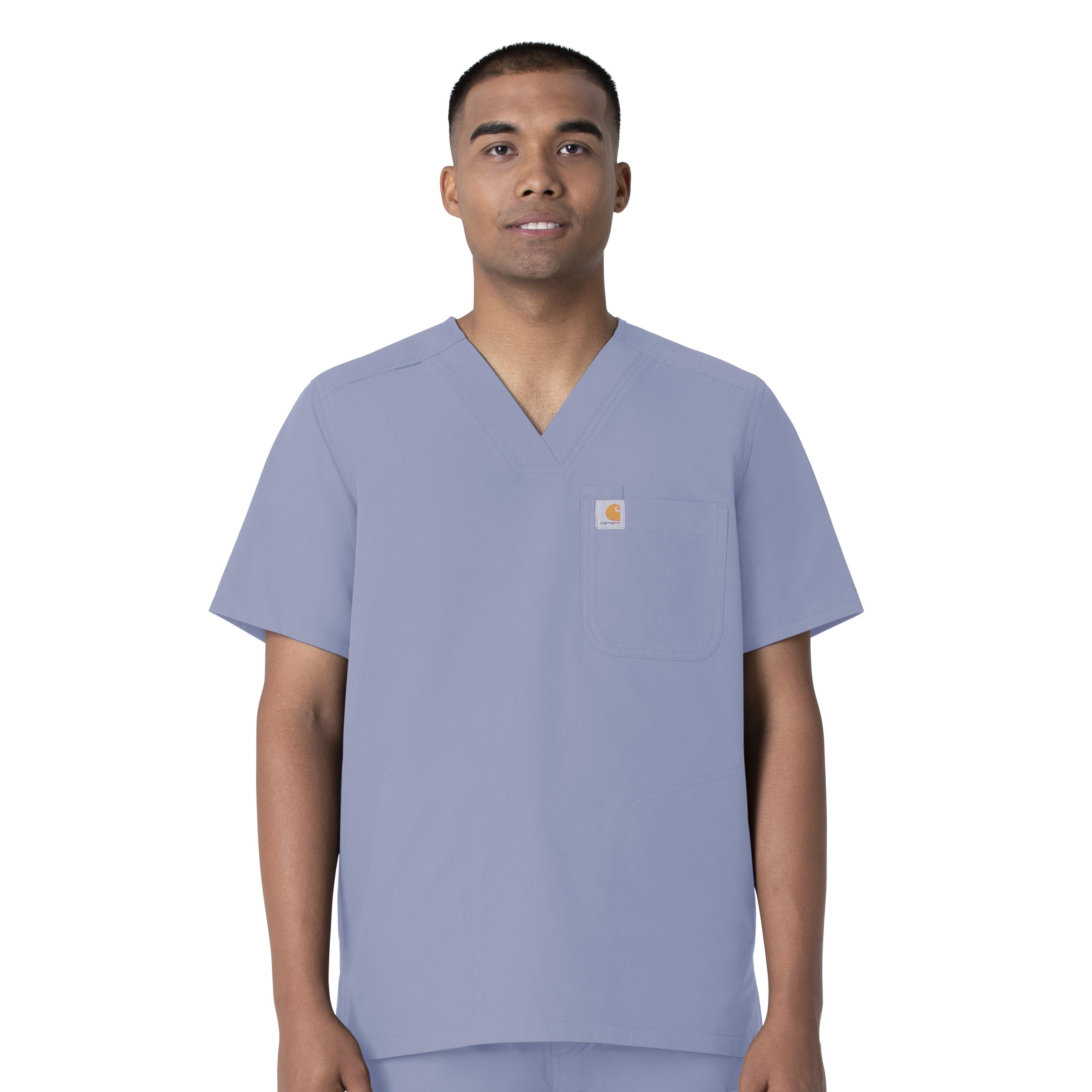Force Essentials C16113 Men's V-Neck Shirttail Scrub Top Ceil Blue