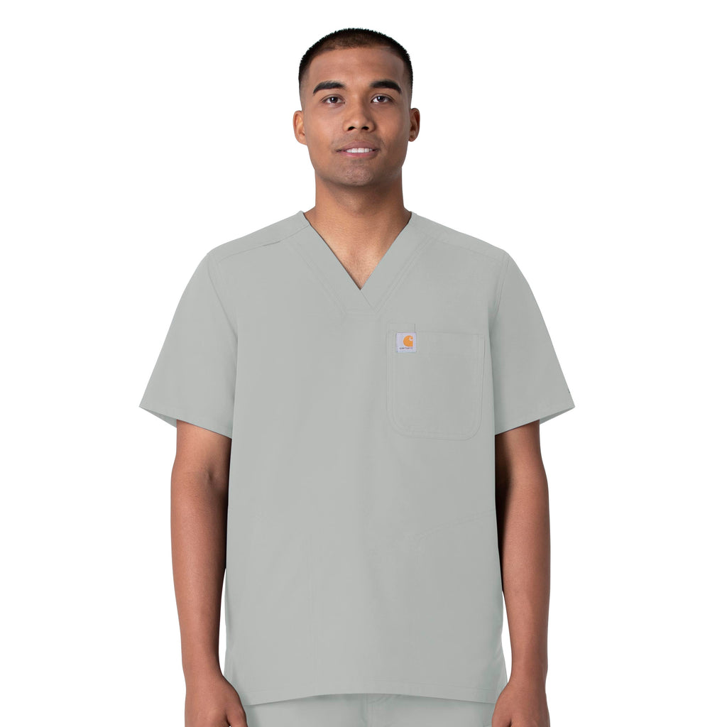 Force Essentials C16113 Men's V-Neck Shirttail Scrub Top Grey