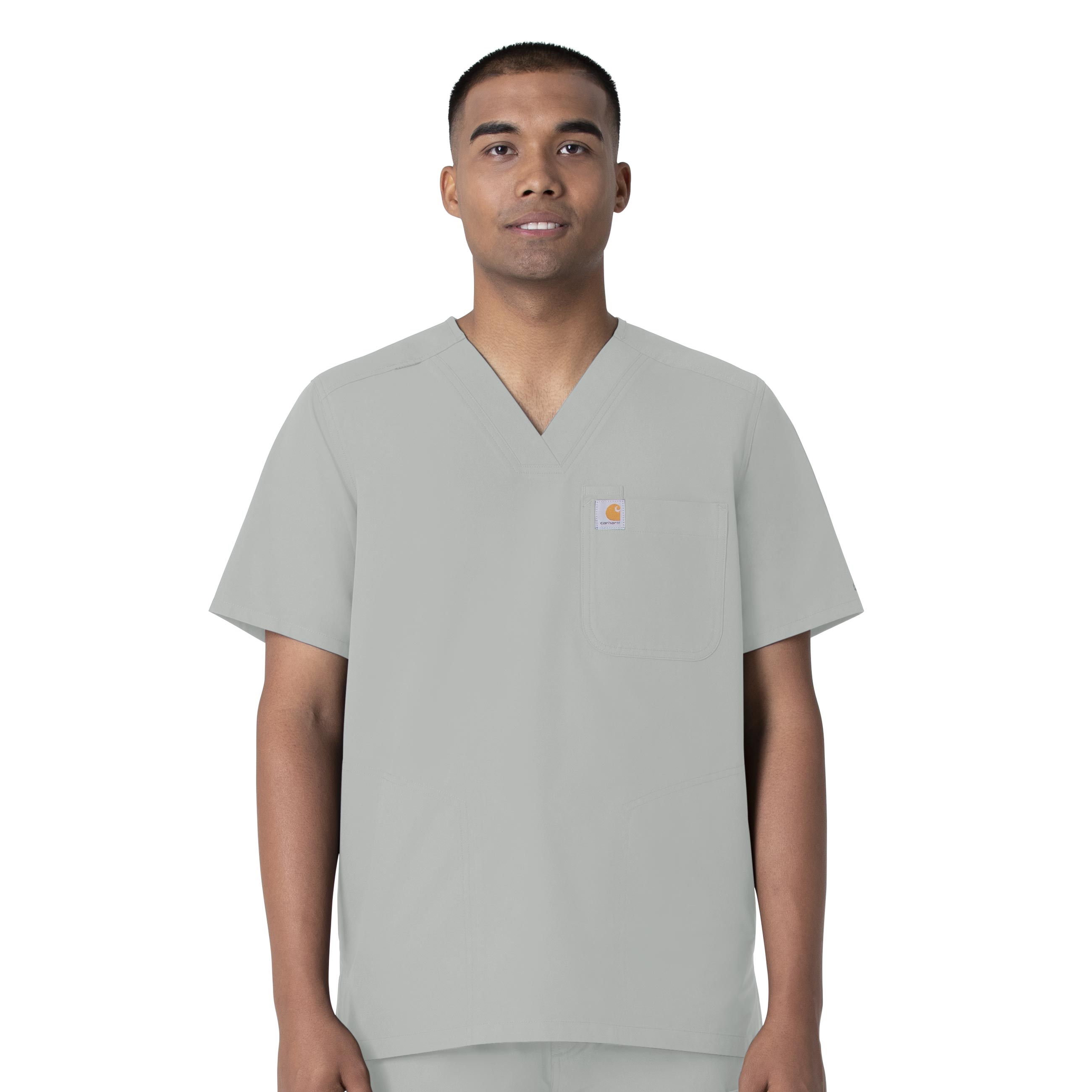 Force Essentials C16113 Men's V-Neck Shirttail Scrub Top Grey