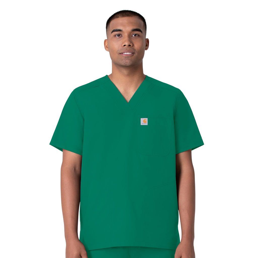 Force Essentials C16113 Men's V-Neck Shirttail Scrub Top Hunter