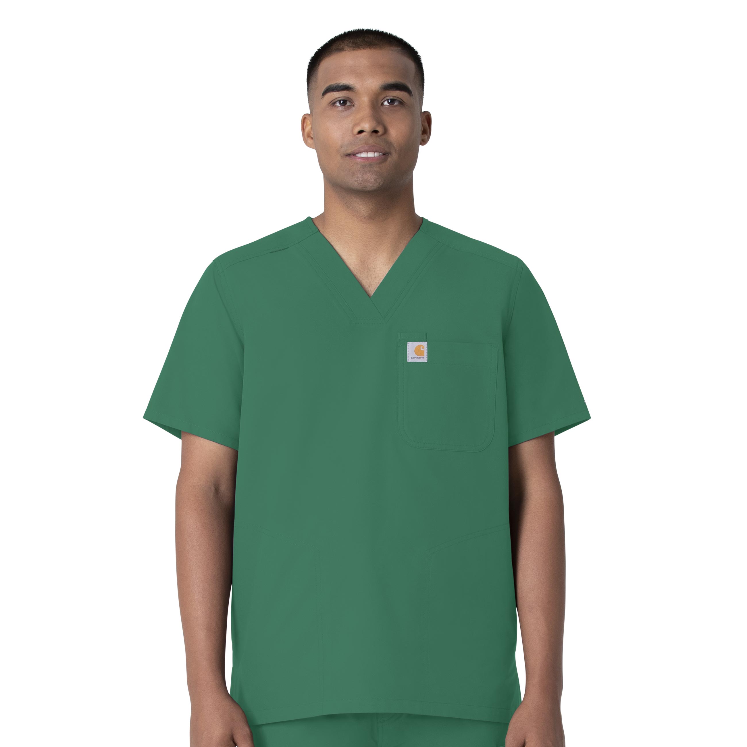 Force Essentials C16113 Men's V-Neck Shirttail Scrub Top Hunter