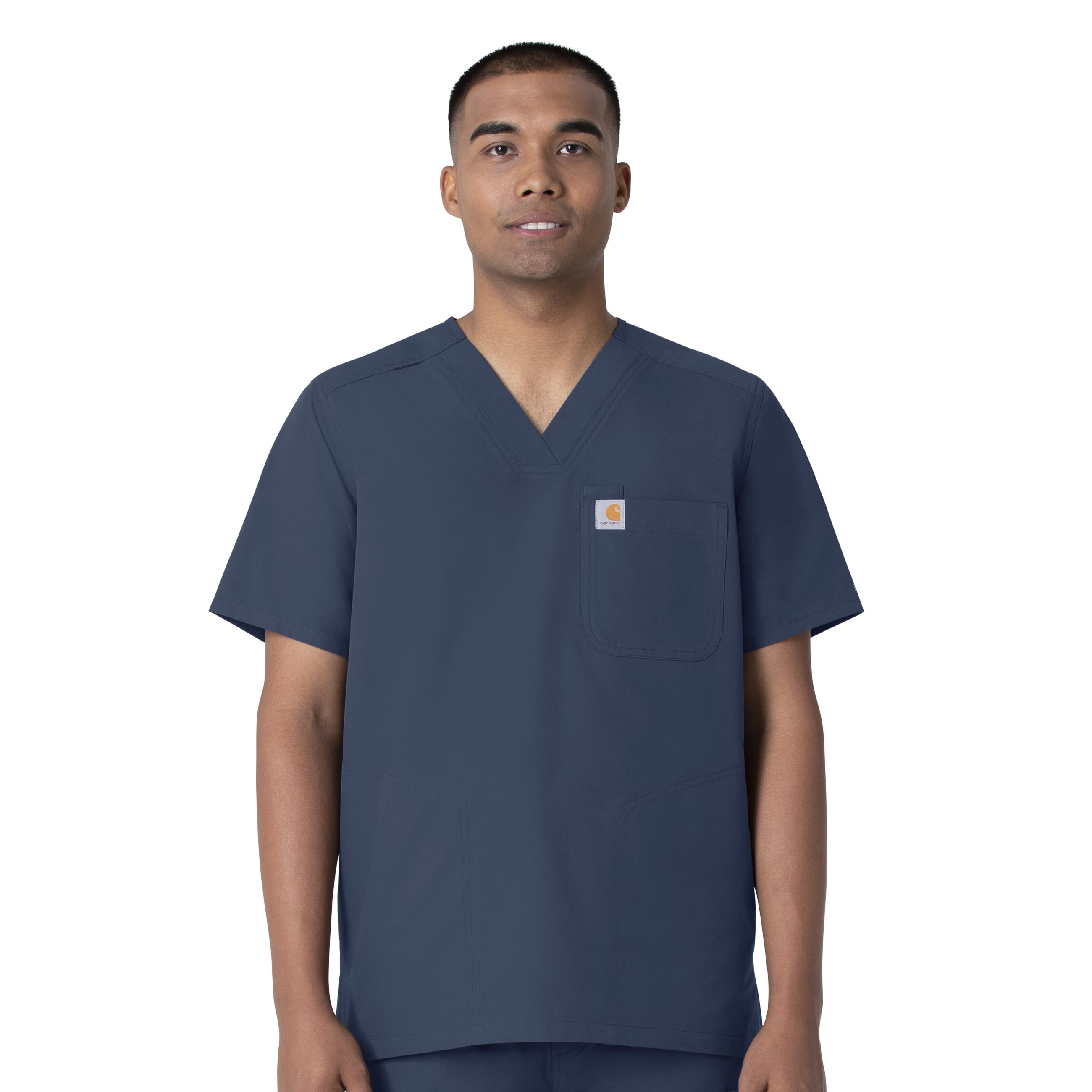 Force Essentials C16113 Men's V-Neck Shirttail Scrub Top Navy