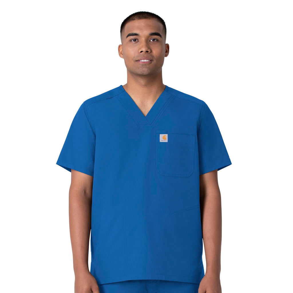Force Essentials C16113 Men's V-Neck Shirttail Scrub Top Royal