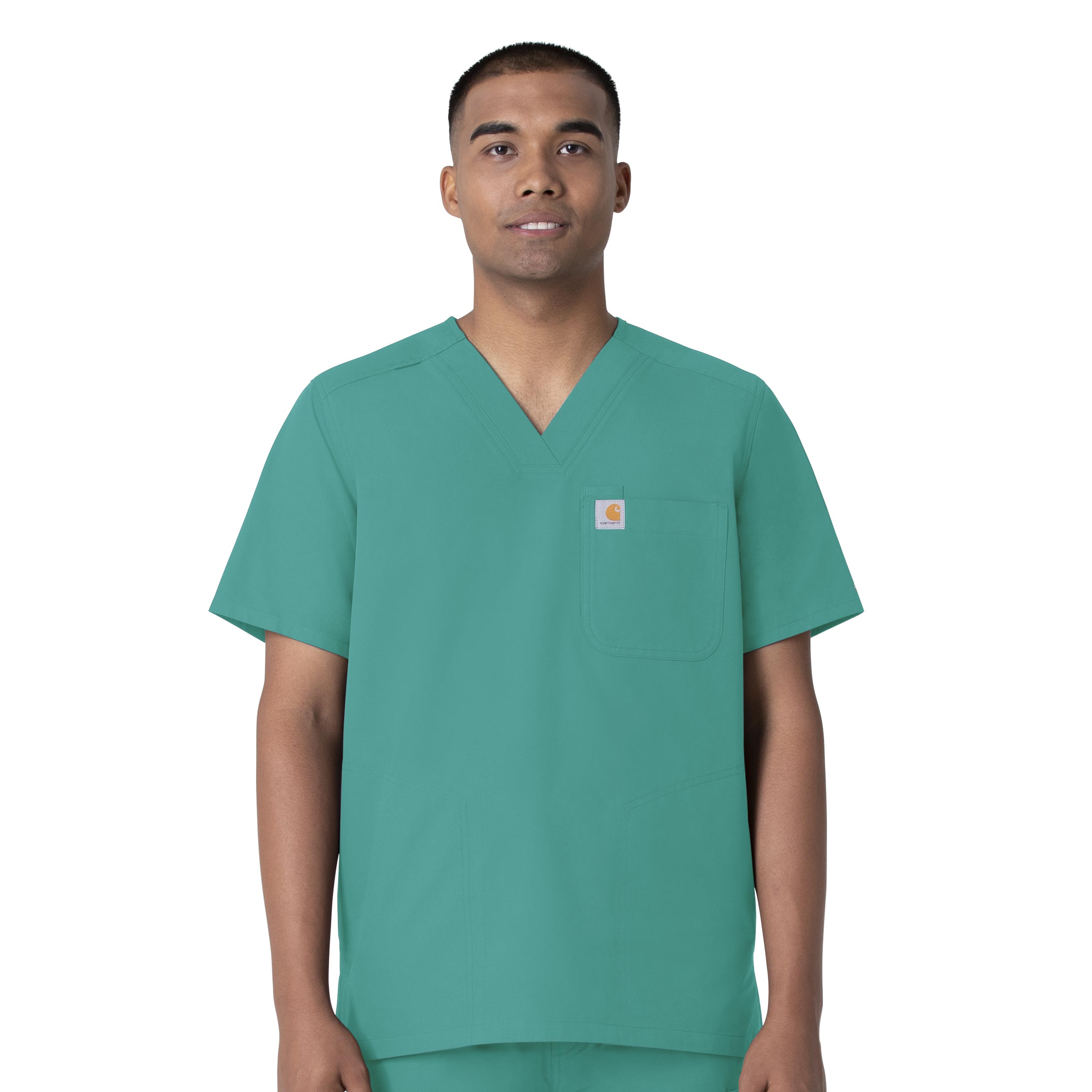 Force Essentials C16113 Men's V-Neck Shirttail Scrub Top Teal Blue