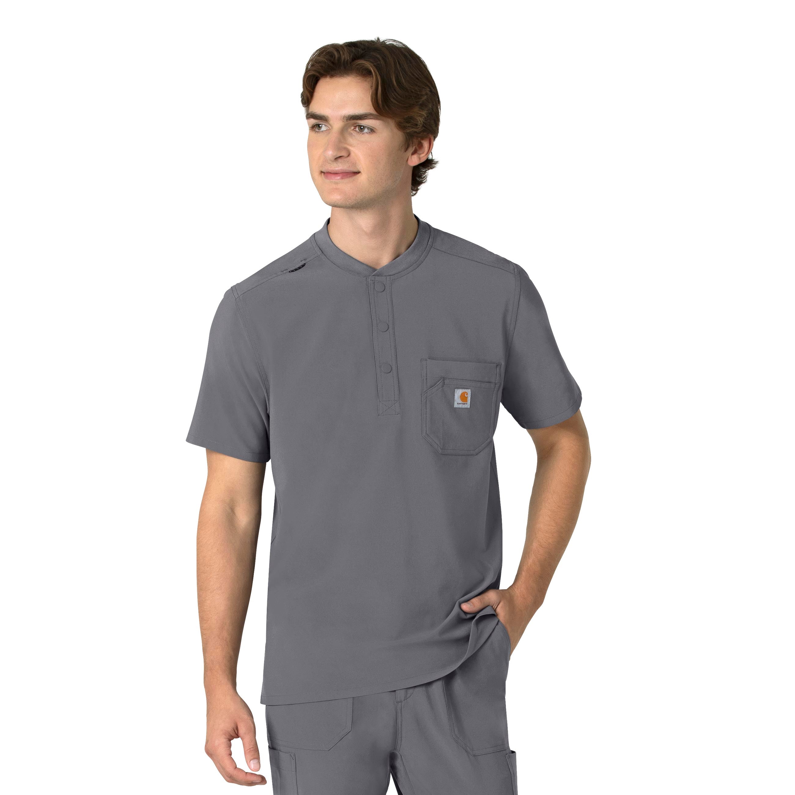 Force Cross-Flex C16310 Men's Henley Scrub Top Pewter