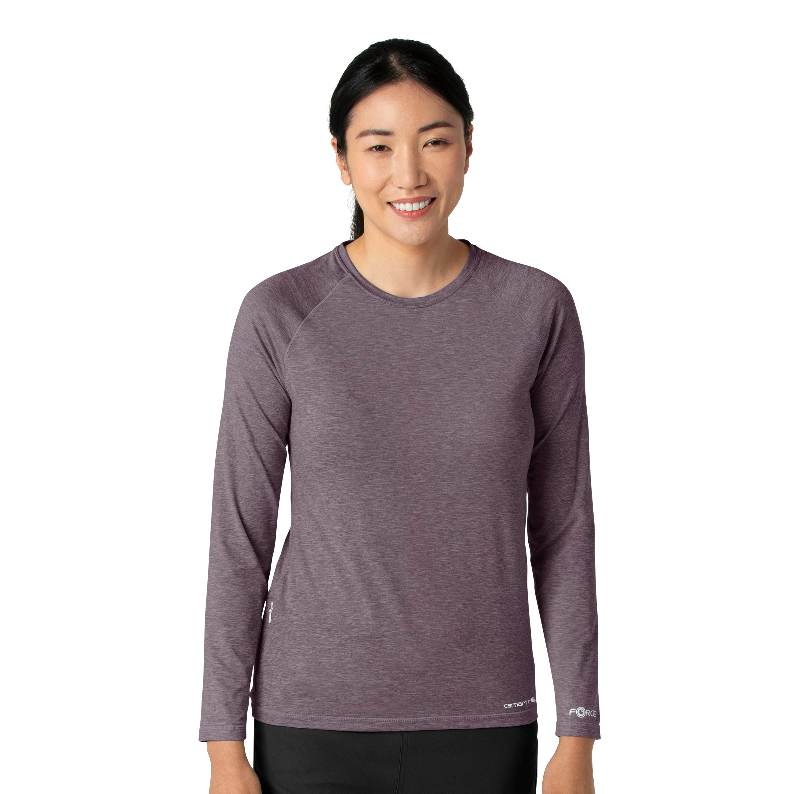 Force Sub-Scrubs C31009 Performance Long Sleeve Tee Black Plum Heather