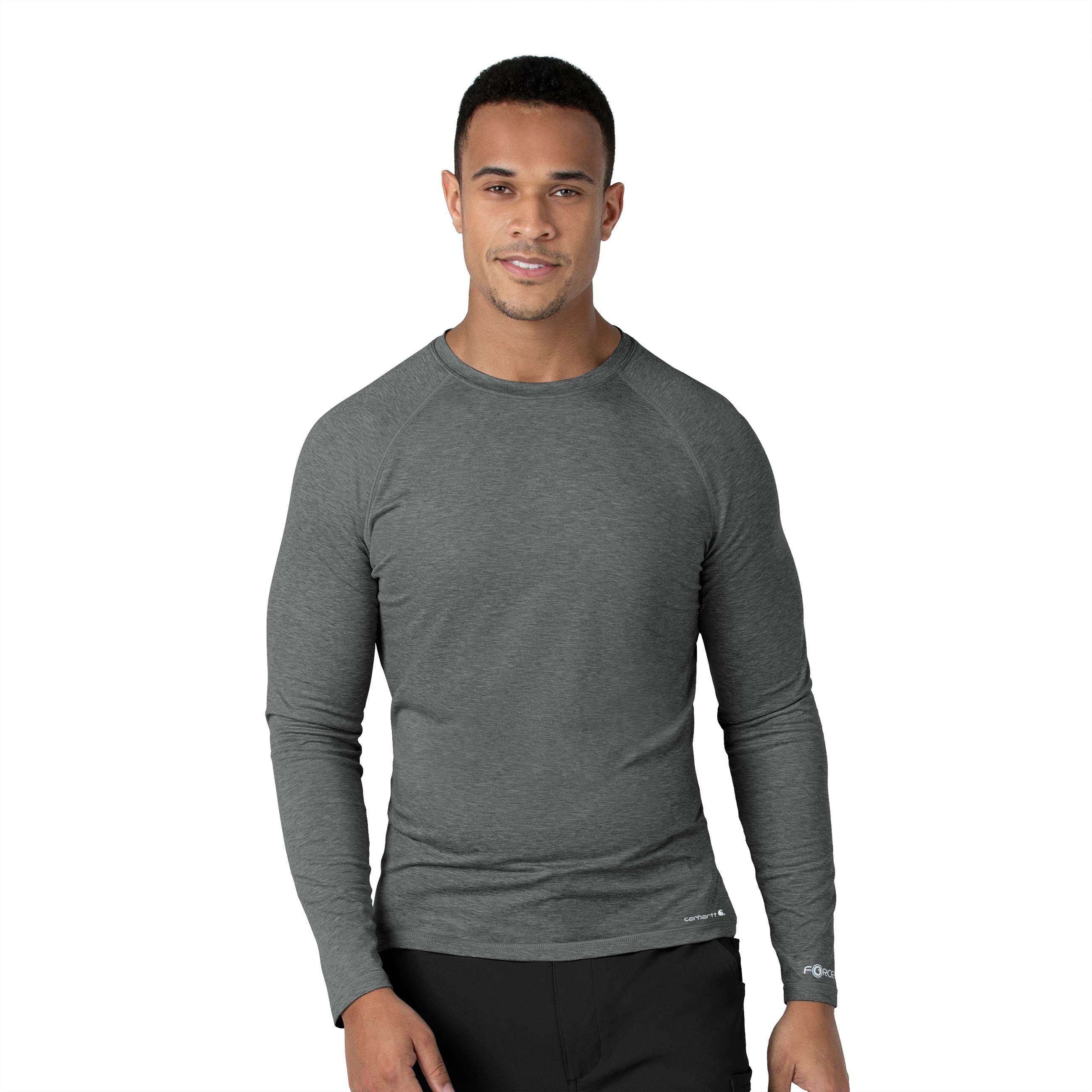 Force Sub-Scrubs C32009 Men's Performance Long Sleeve Tee Pewter Heather