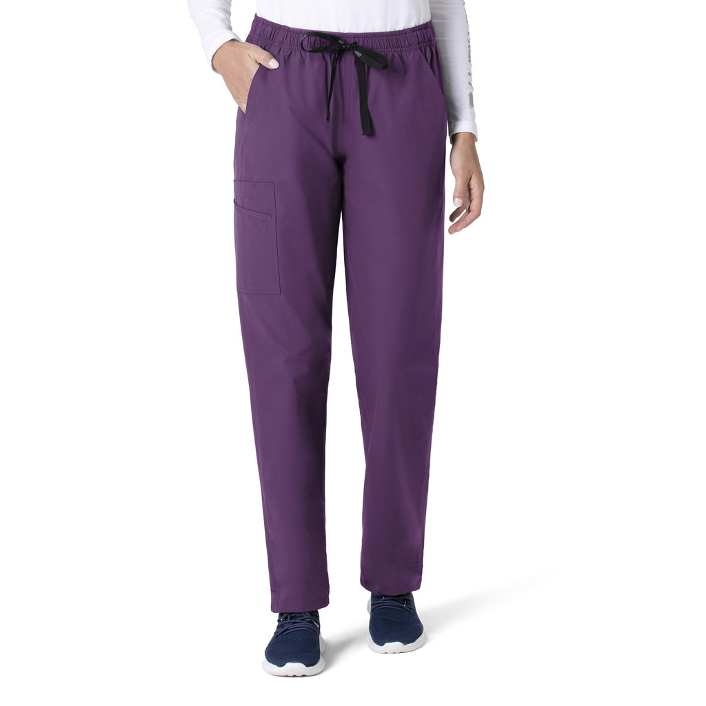 Force Essentials C55013 Unisex Elastic Waist Cargo Scrub Pants Eggplant